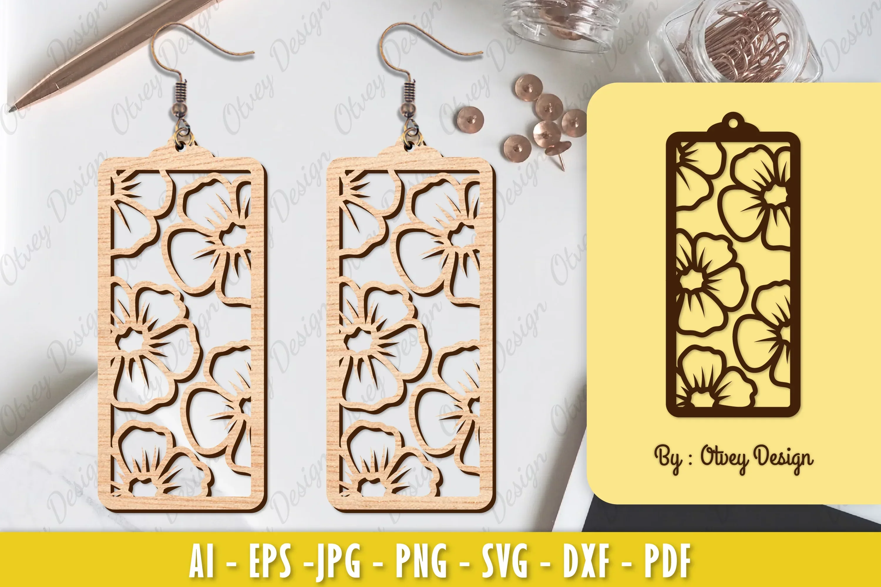 Flower Earring Laser Cut SVG Bundle