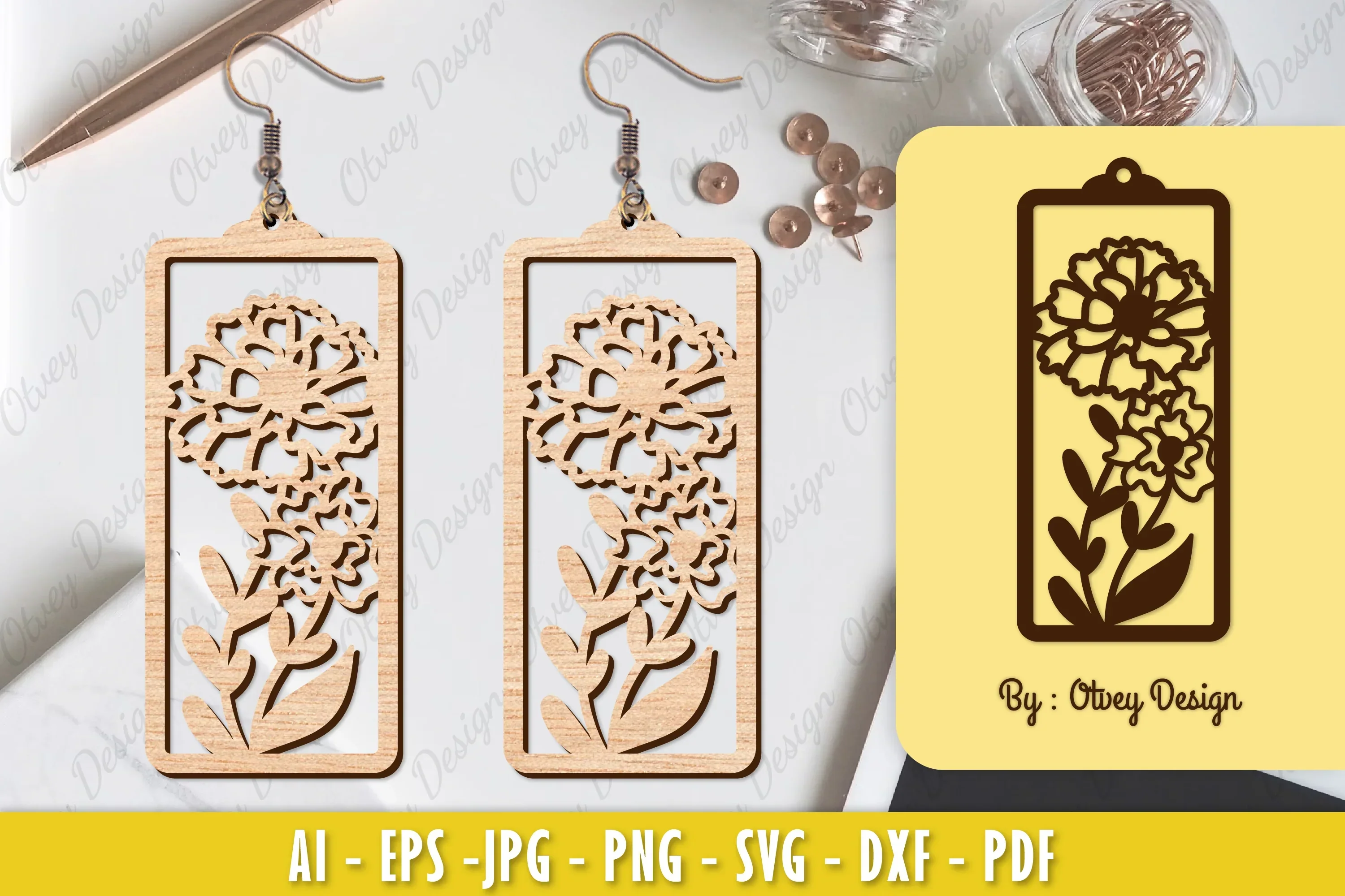 Flower Earring Laser Cut SVG Bundle