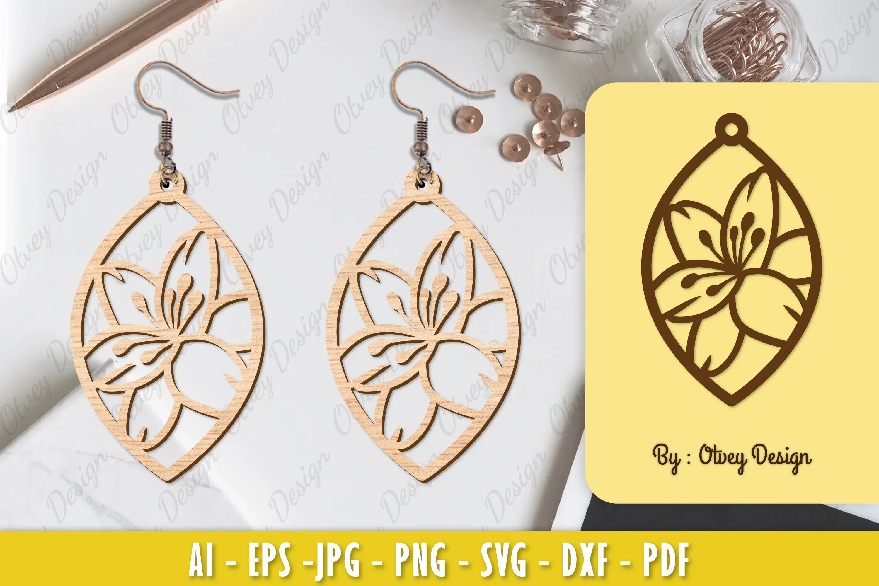 Flower Earring Laser Cut SVG Bundle