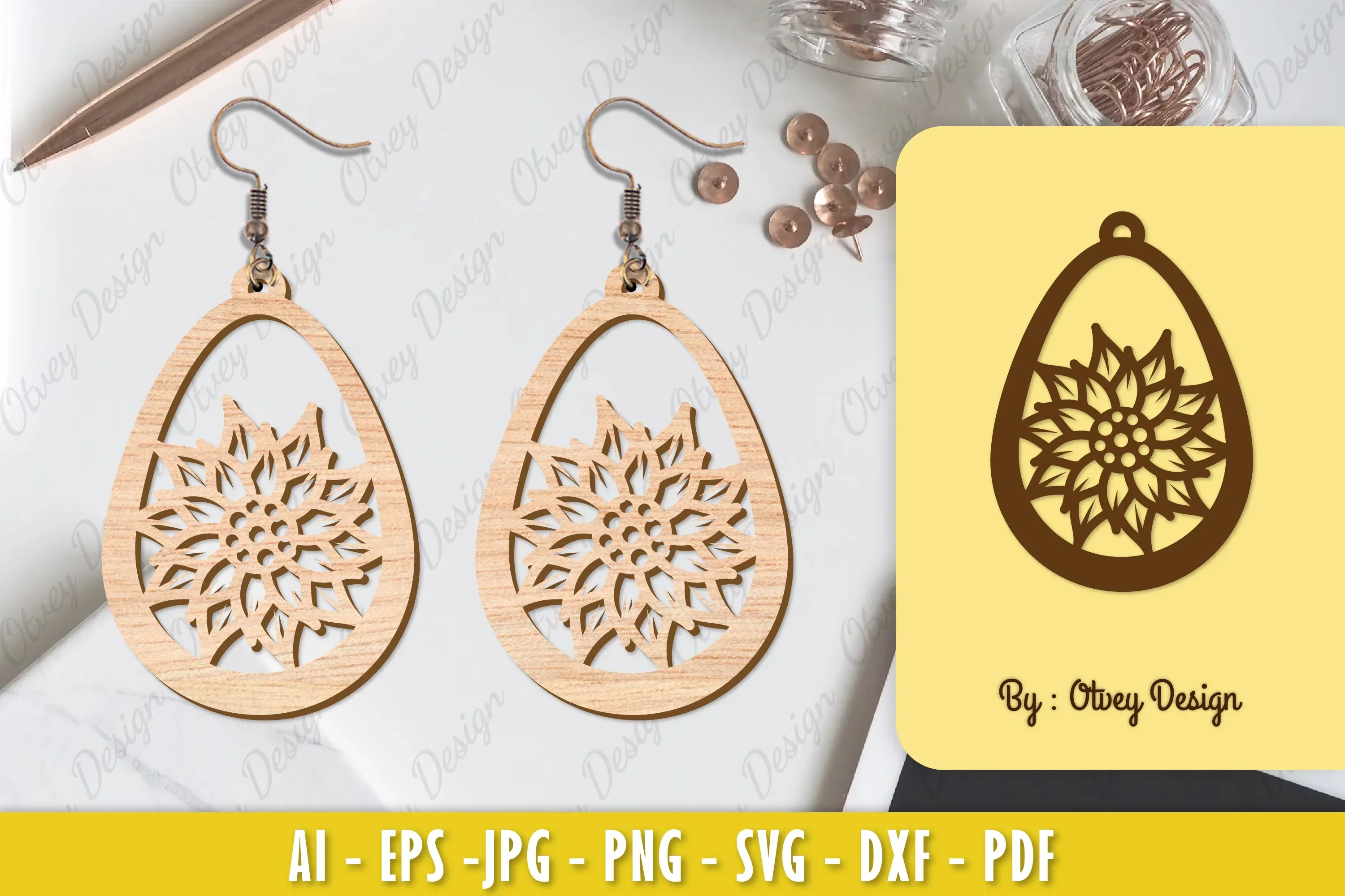 Flower Earring Laser Cut SVG Bundle