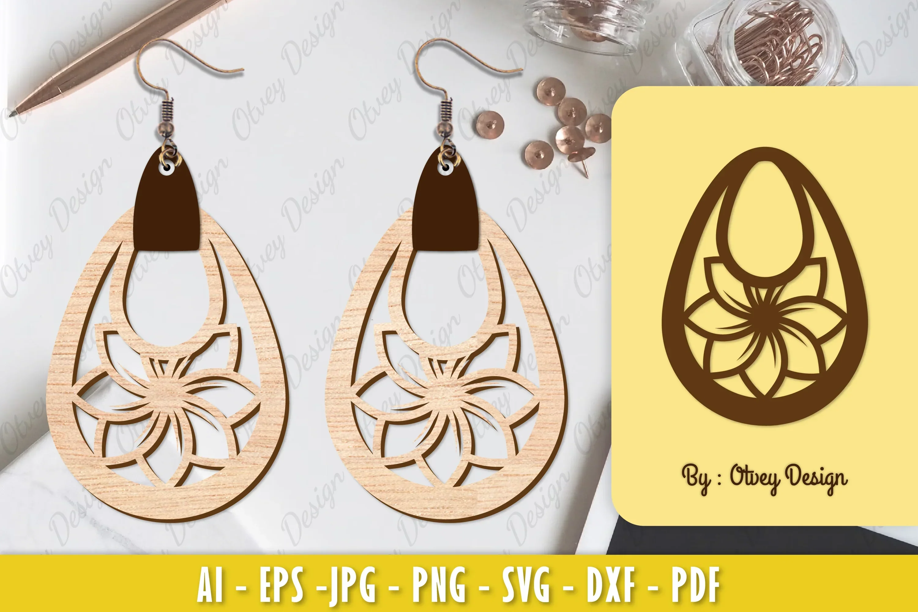 Flower Earring Laser Cut SVG Bundle
