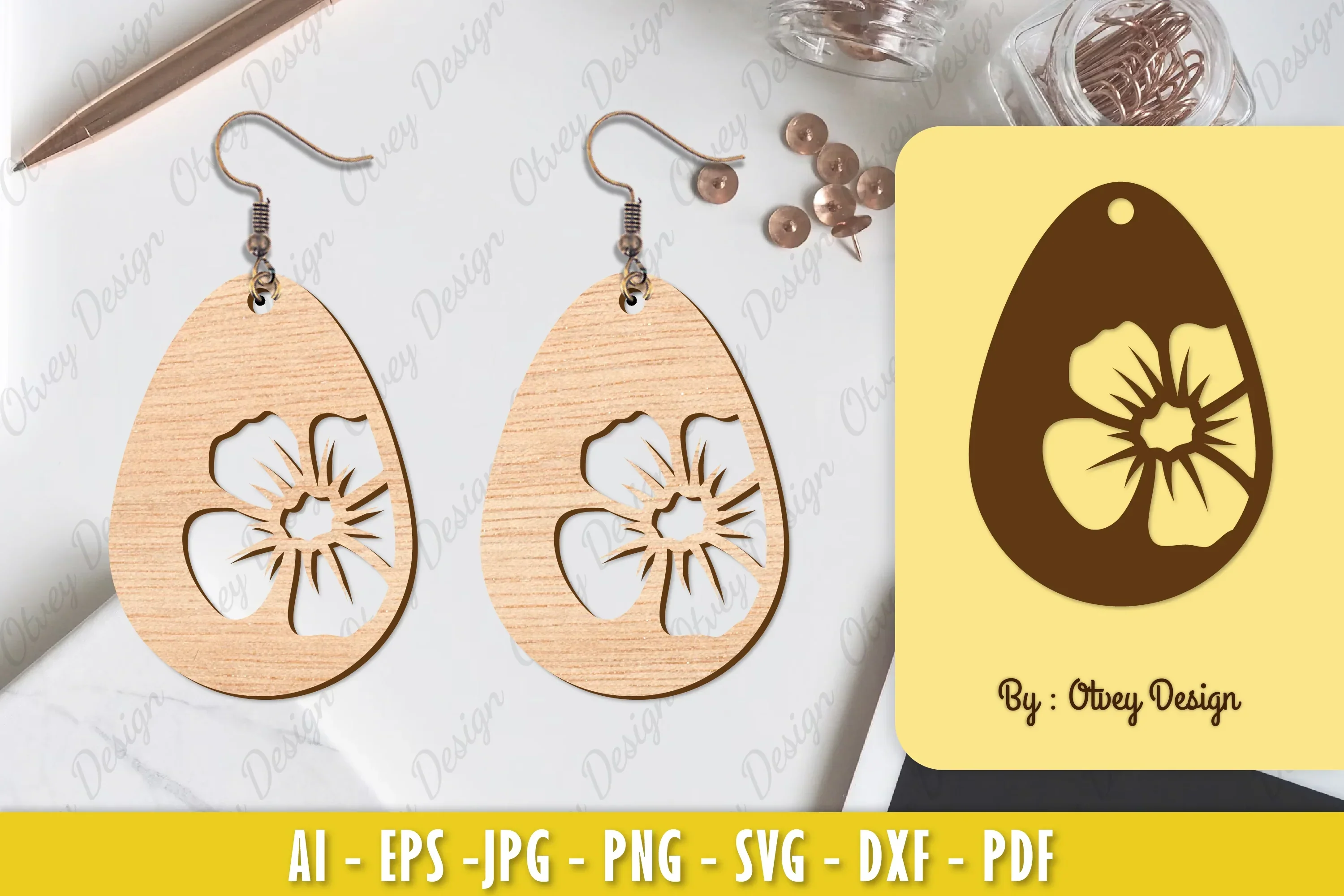Flower Earring Laser Cut SVG Bundle