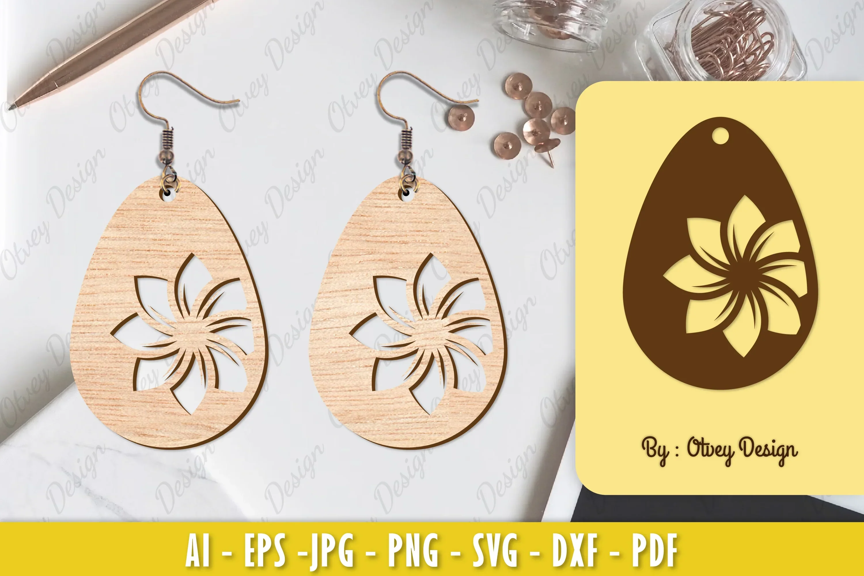 Flower Earring Laser Cut SVG Bundle