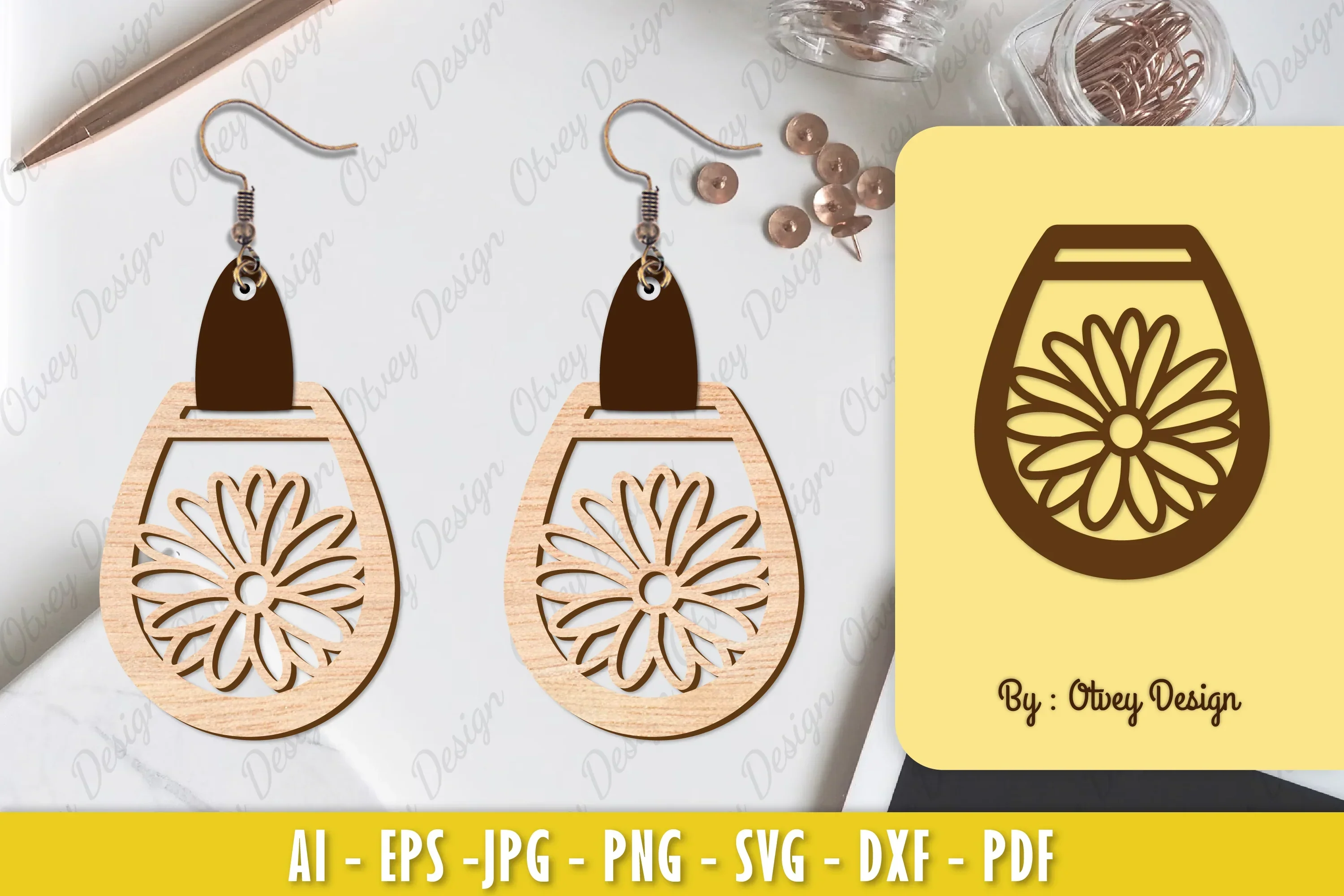 Flower Earring Laser Cut SVG Bundle