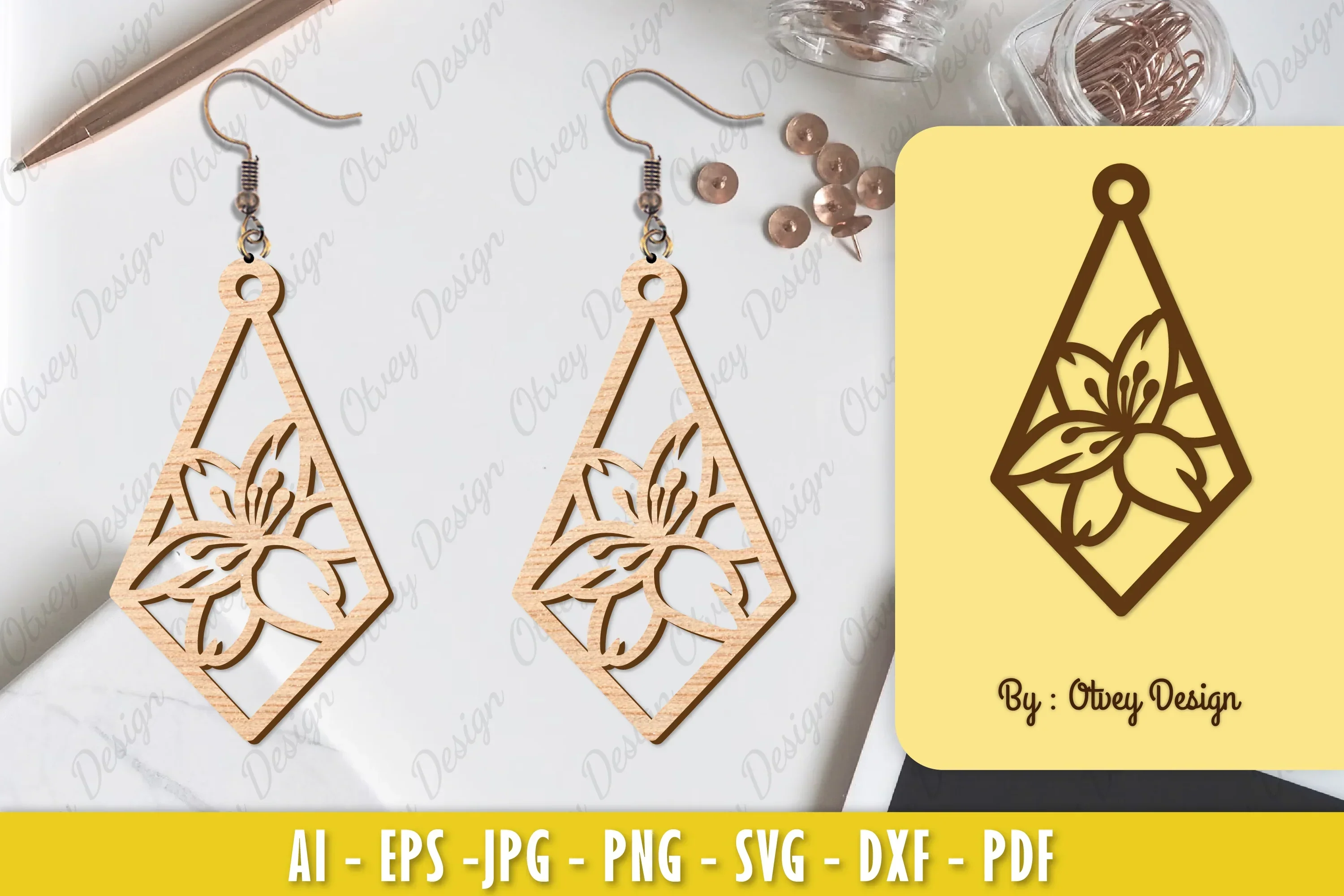 Flower Earring Laser Cut SVG Bundle