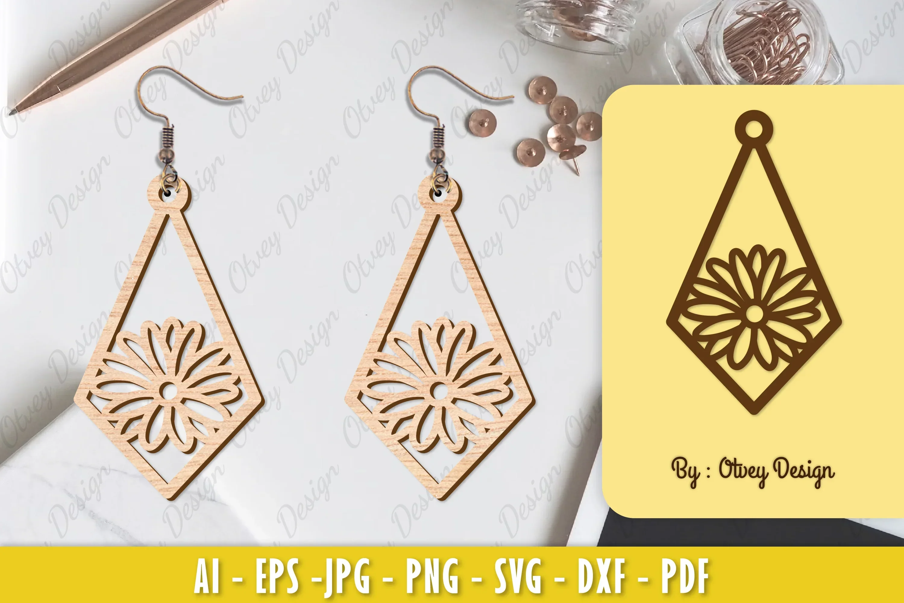 Flower Earring Laser Cut SVG Bundle