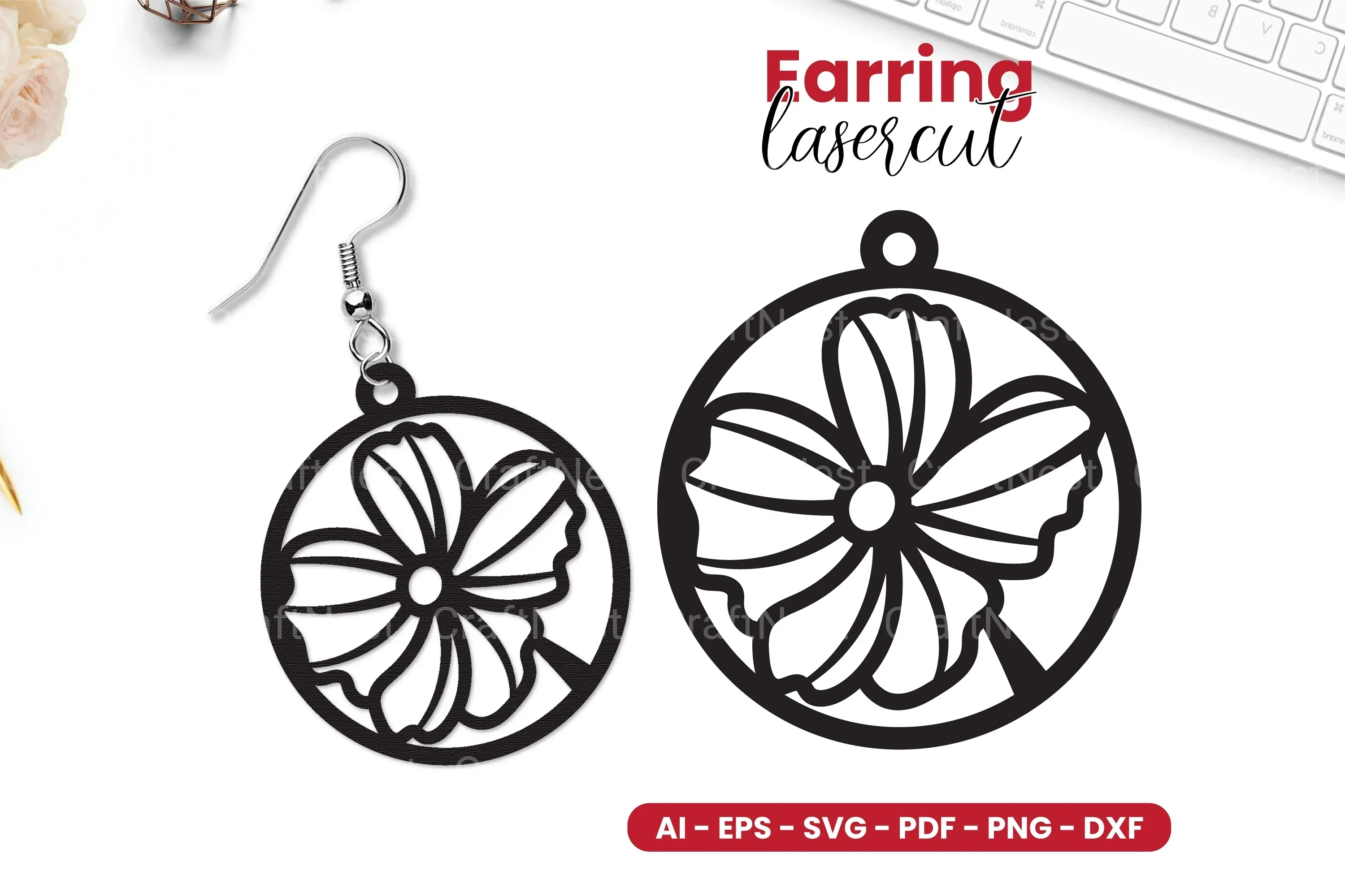 Flower Earring Lasercut SVG Bundle