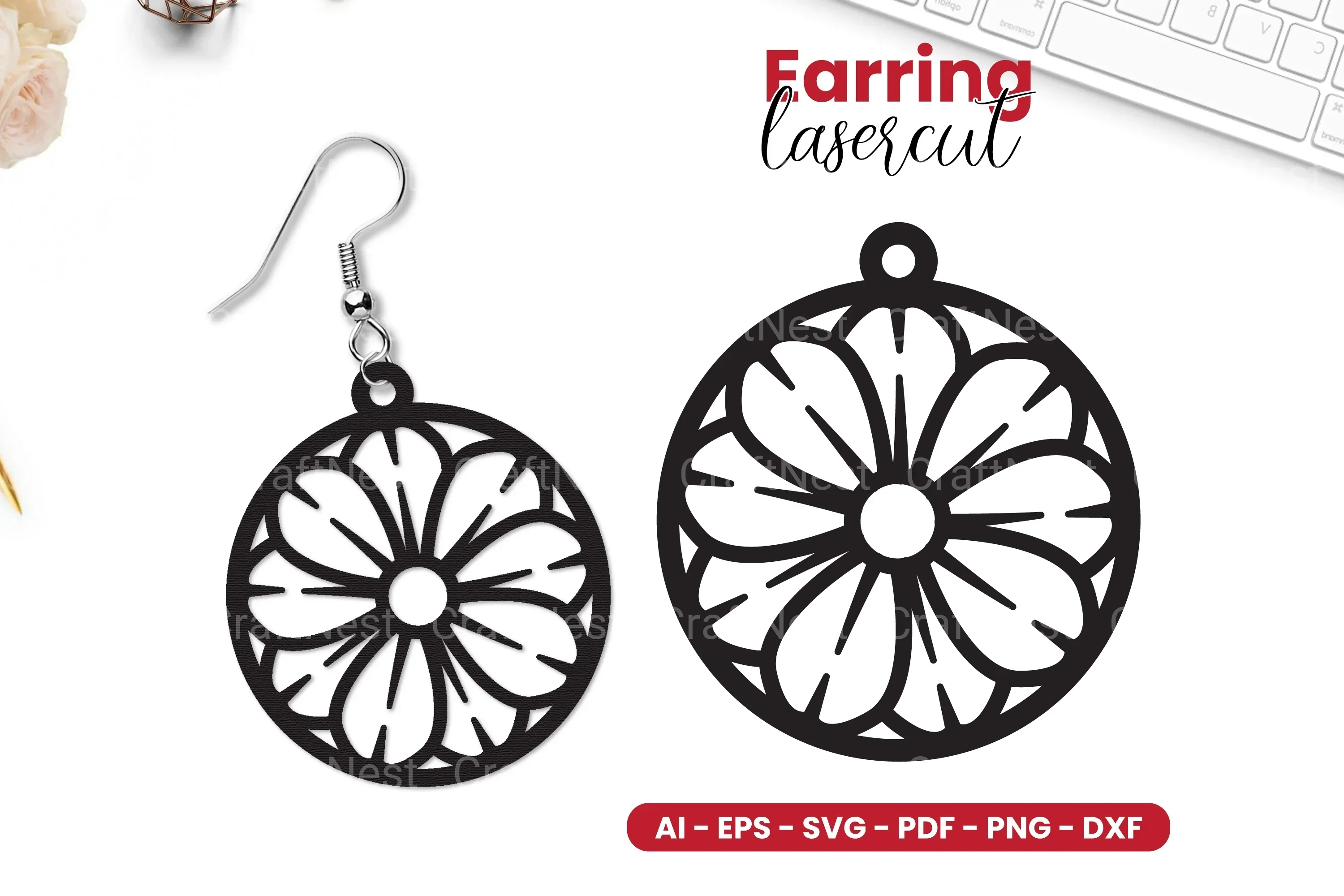 Flower Earring Lasercut SVG Bundle