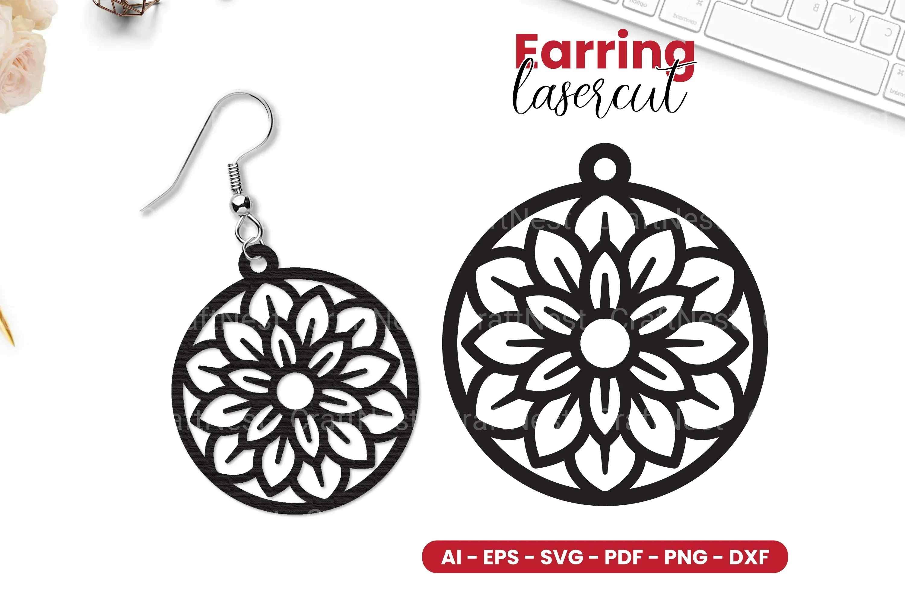 Flower Earring Lasercut SVG Bundle