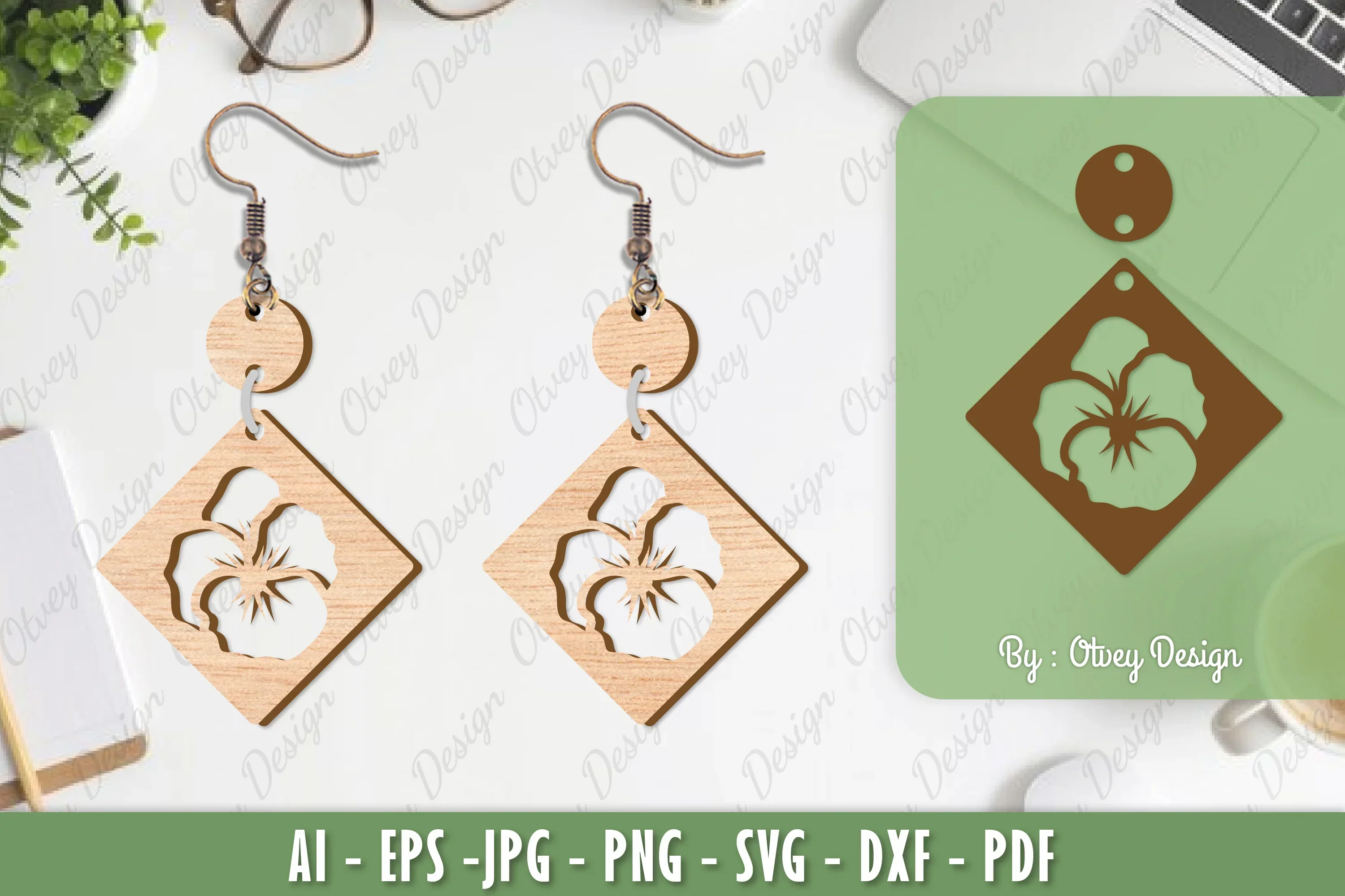 Flower Earrings Laser Cut SVG Bundle