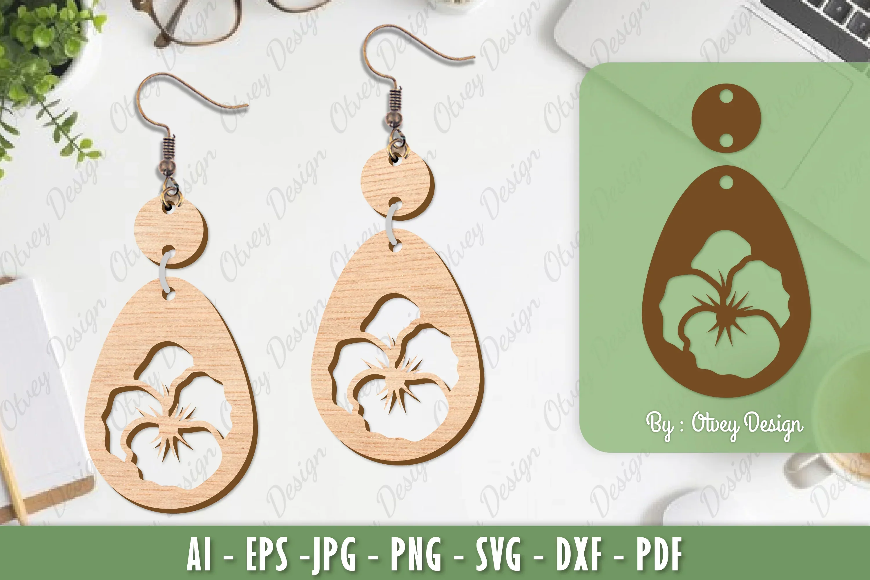 Flower Earrings Laser Cut SVG Bundle
