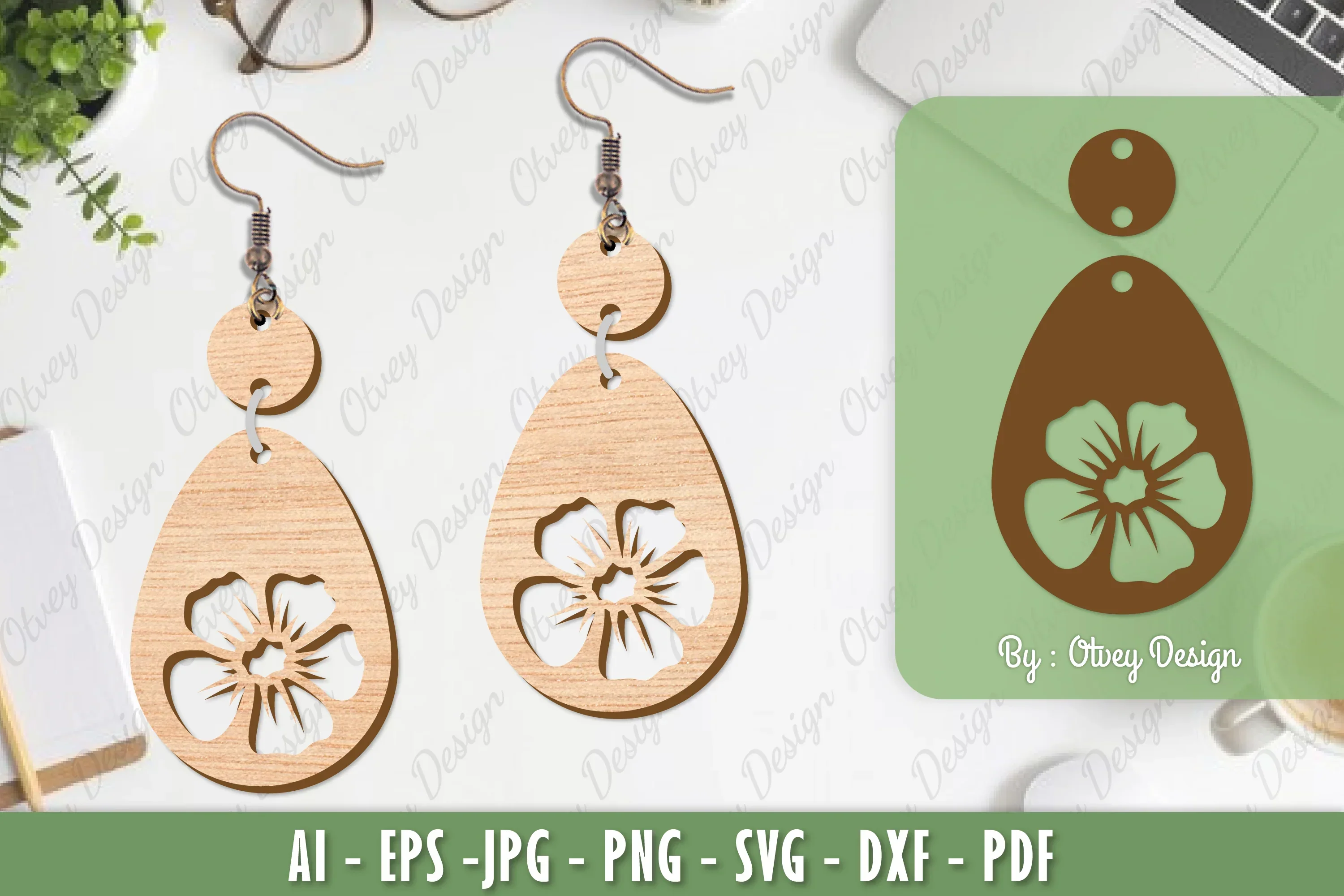 Flower Earrings Laser Cut SVG Bundle
