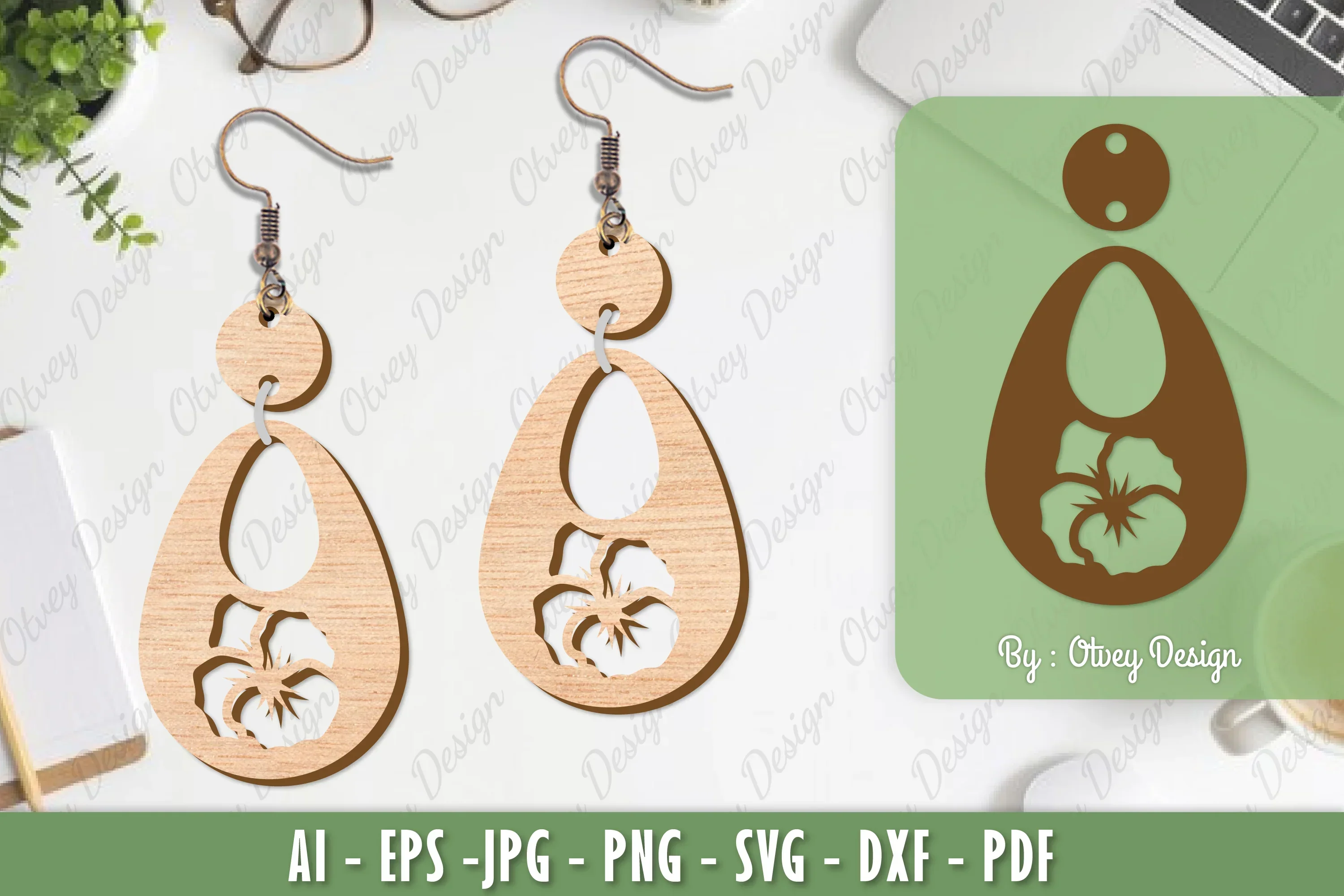 Flower Earrings Laser Cut SVG Bundle