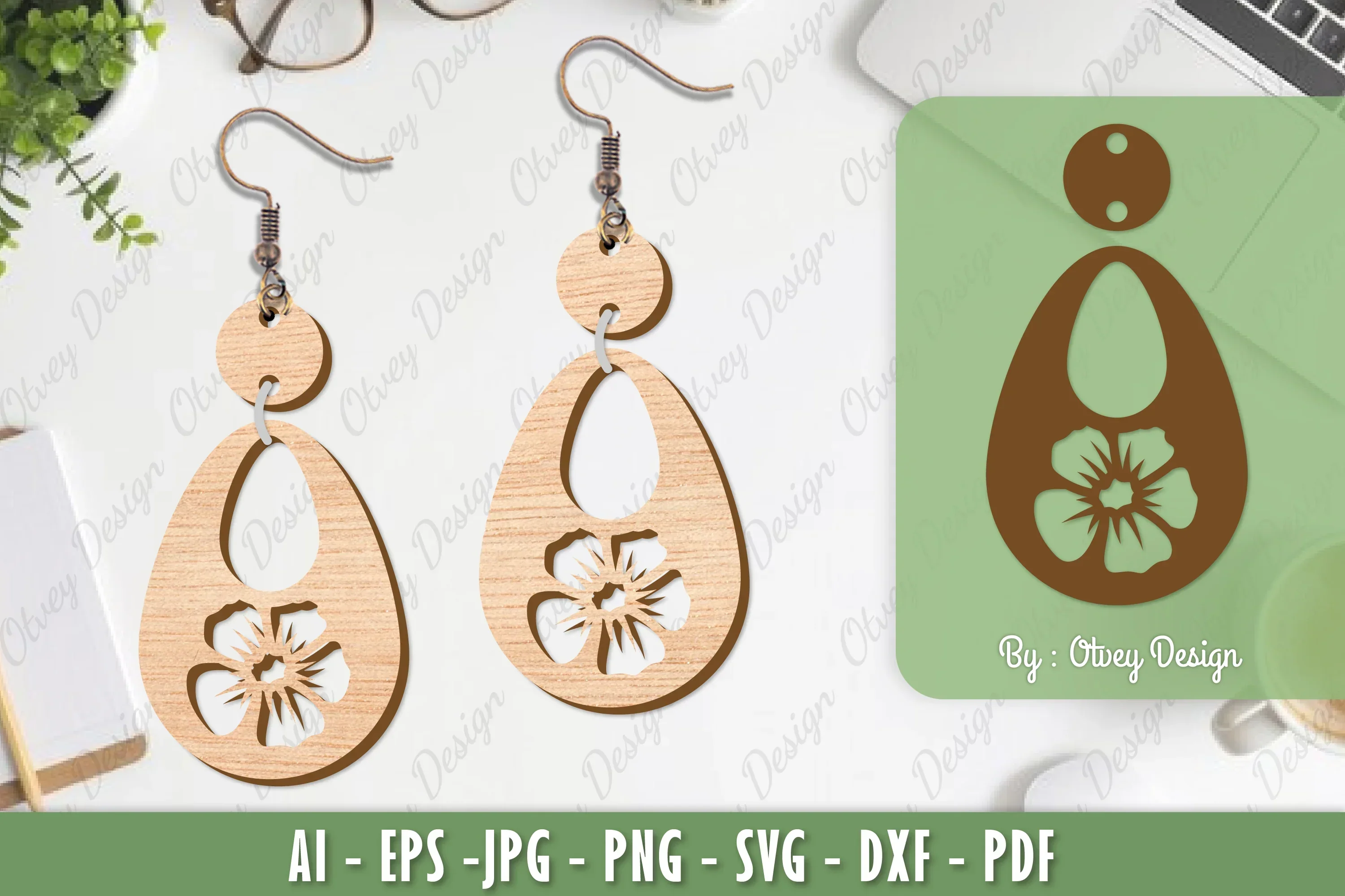Flower Earrings Laser Cut SVG Bundle