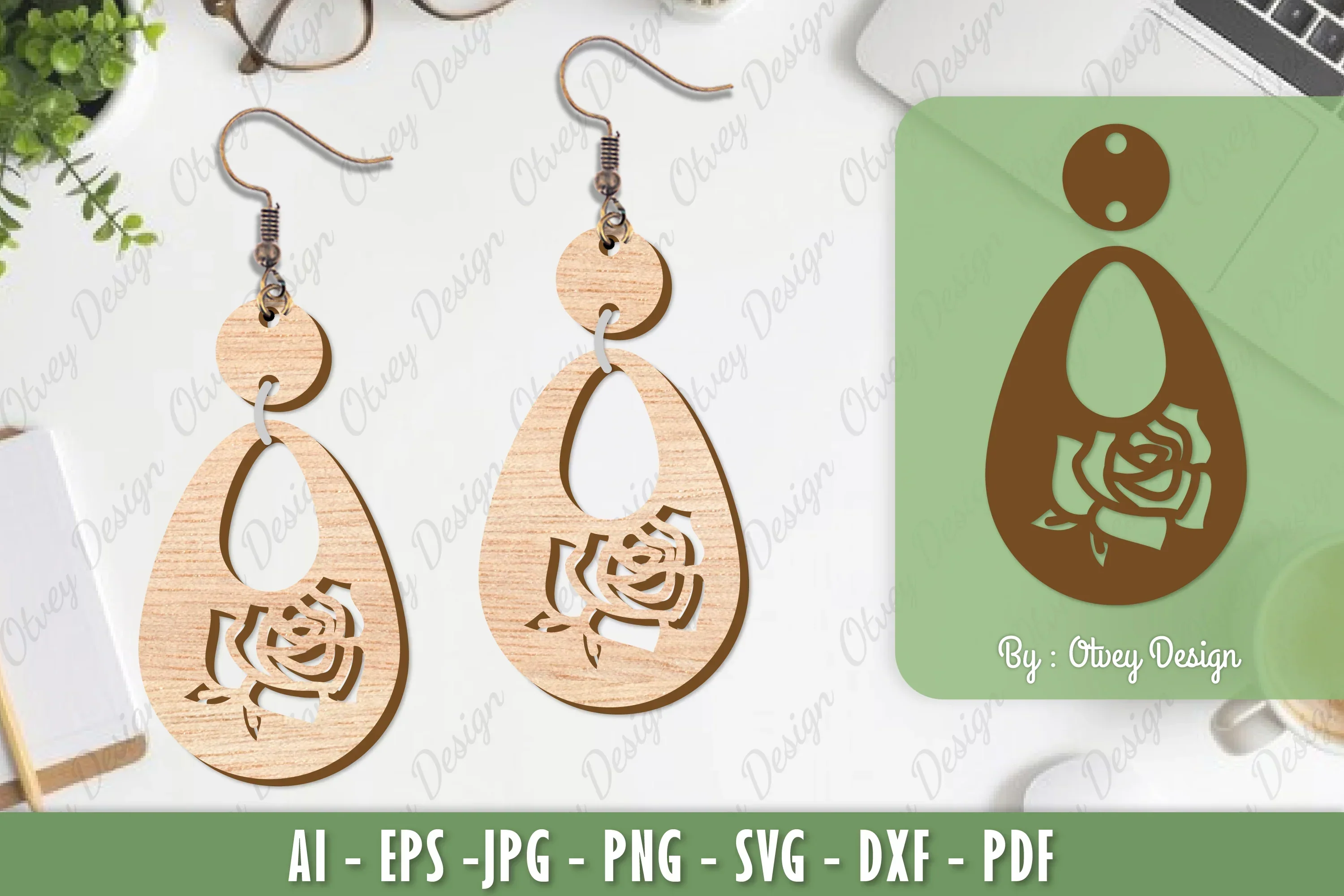 Flower Earrings Laser Cut SVG Bundle