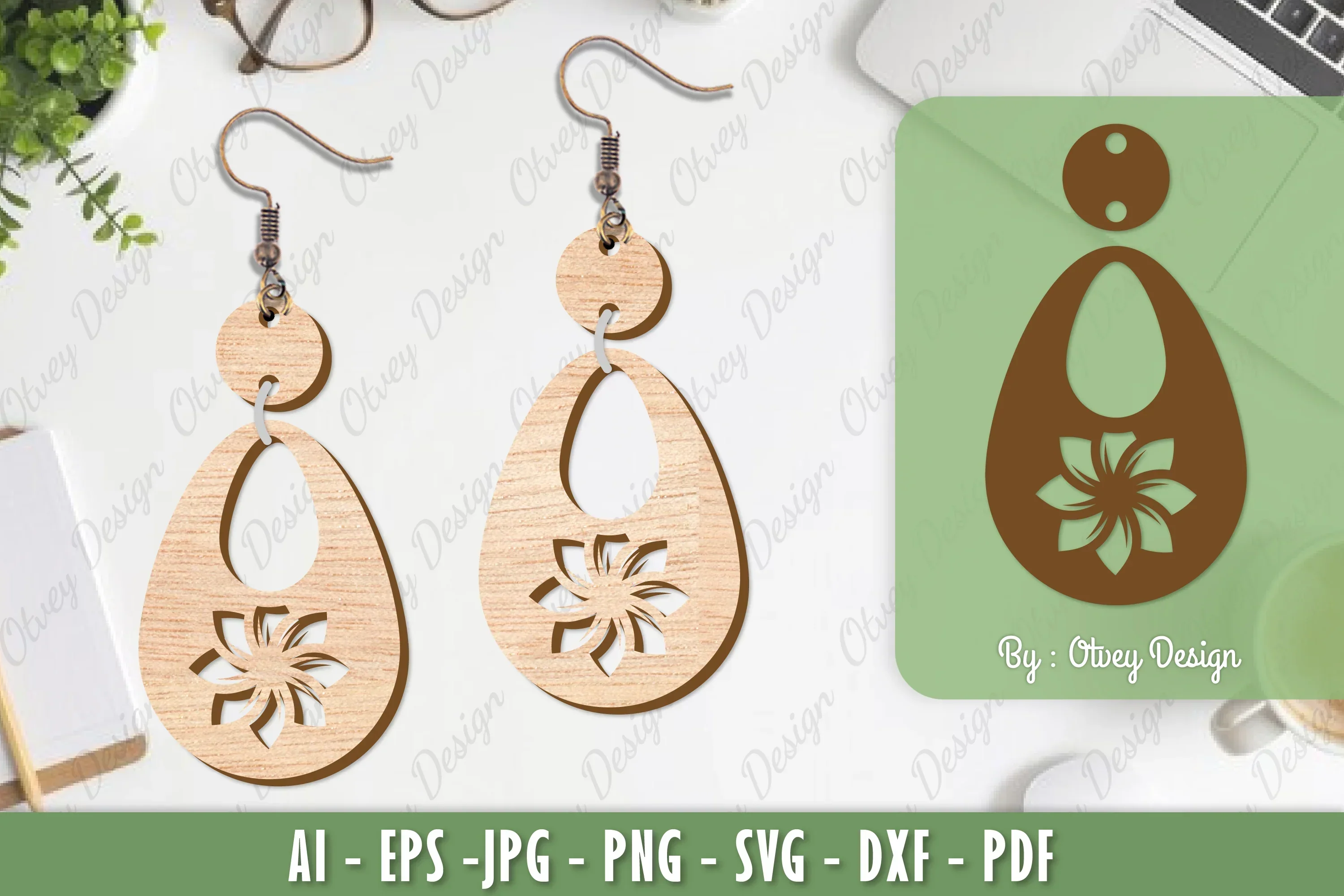 Flower Earrings Laser Cut SVG Bundle