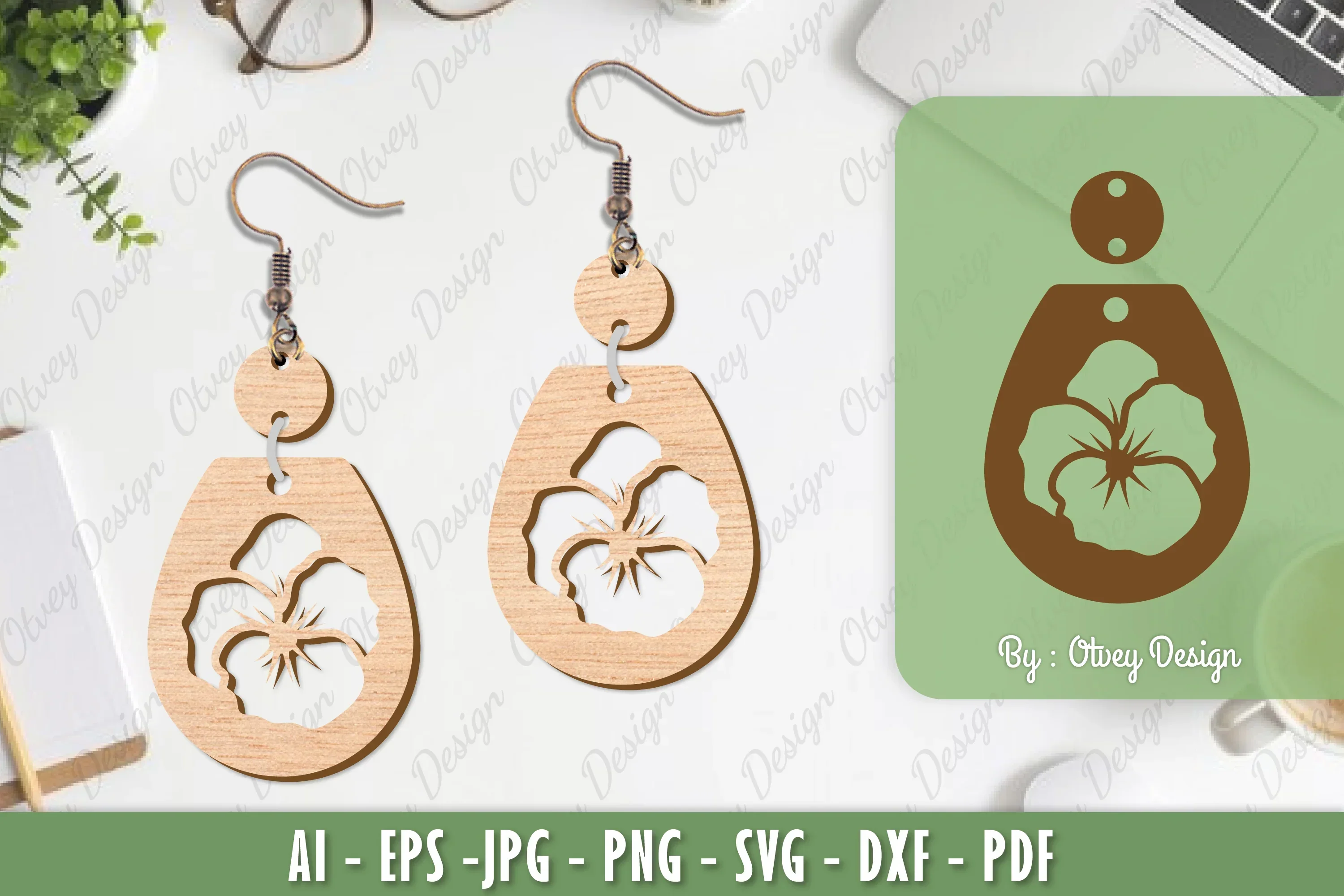 Flower Earrings Laser Cut SVG Bundle
