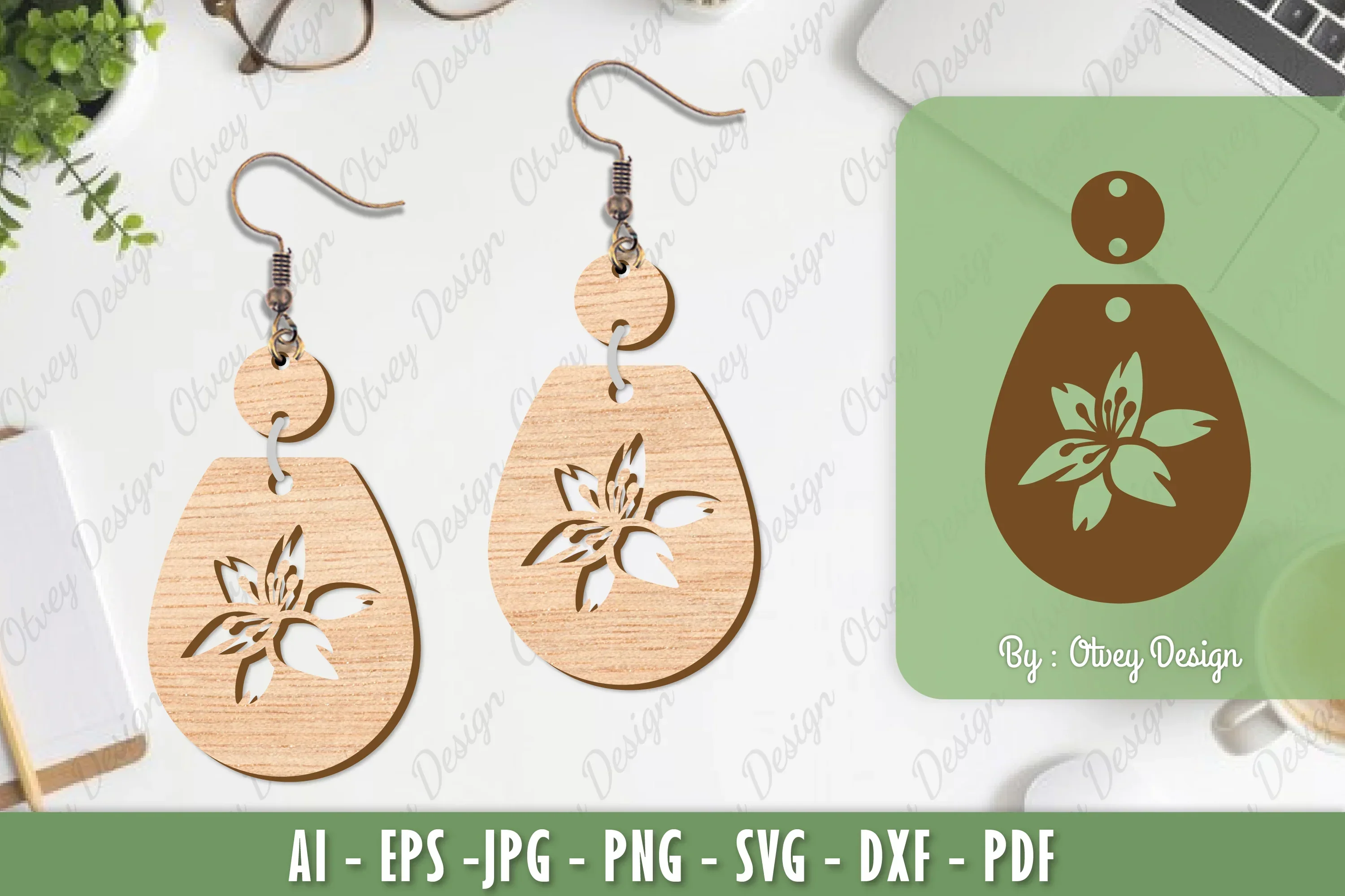 Flower Earrings Laser Cut SVG Bundle