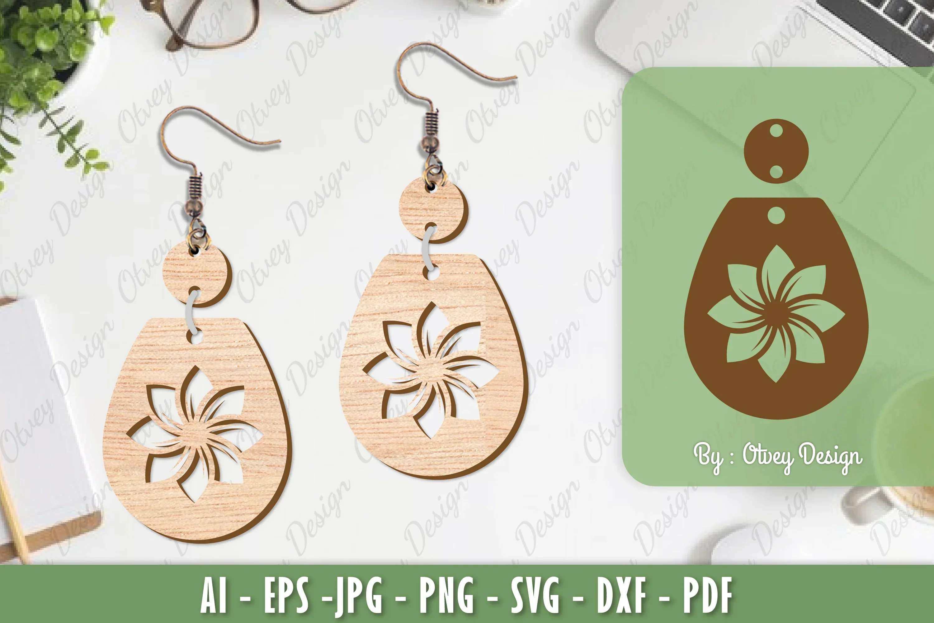 Flower Earrings Laser Cut SVG Bundle