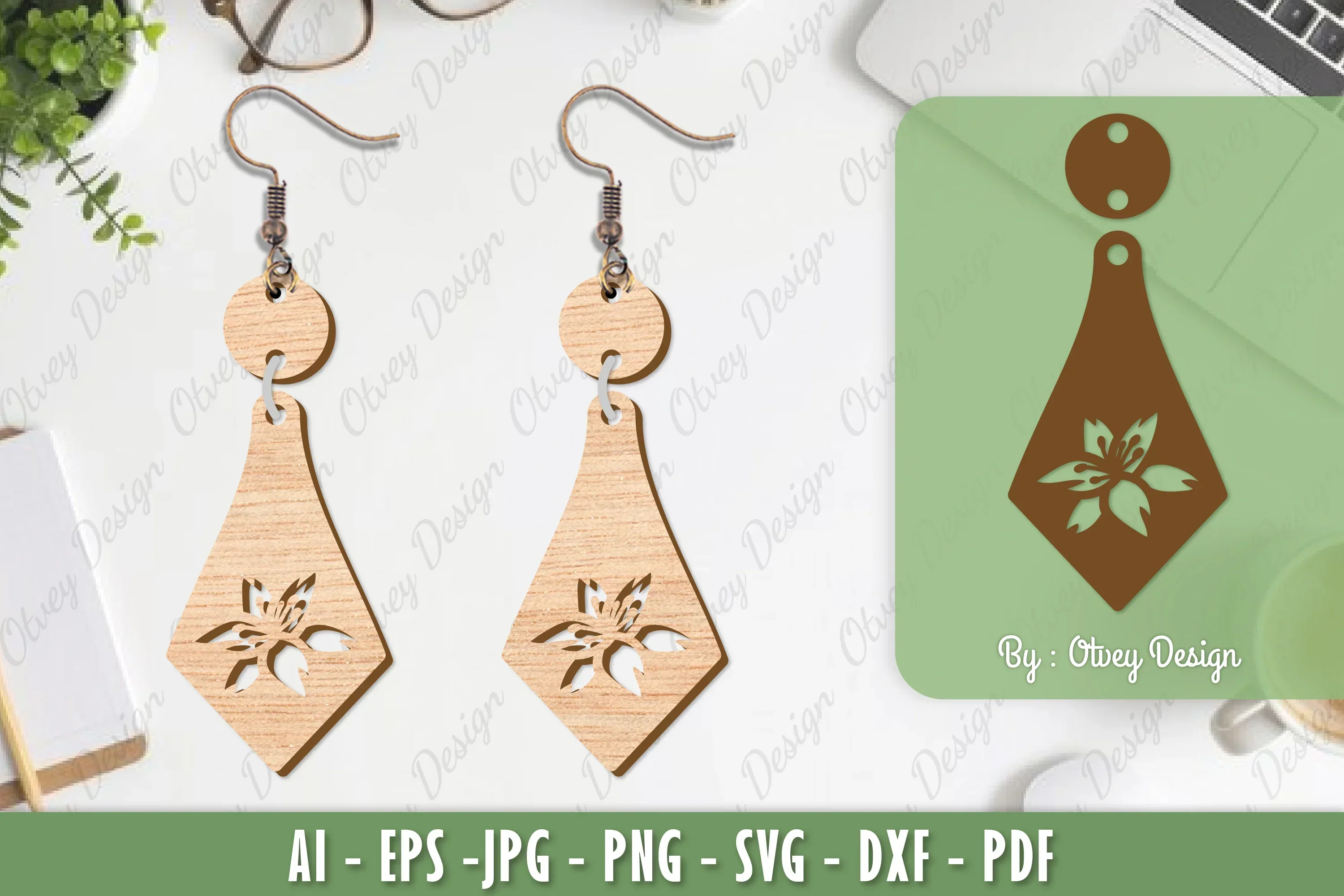 Flower Earrings Laser Cut SVG Bundle