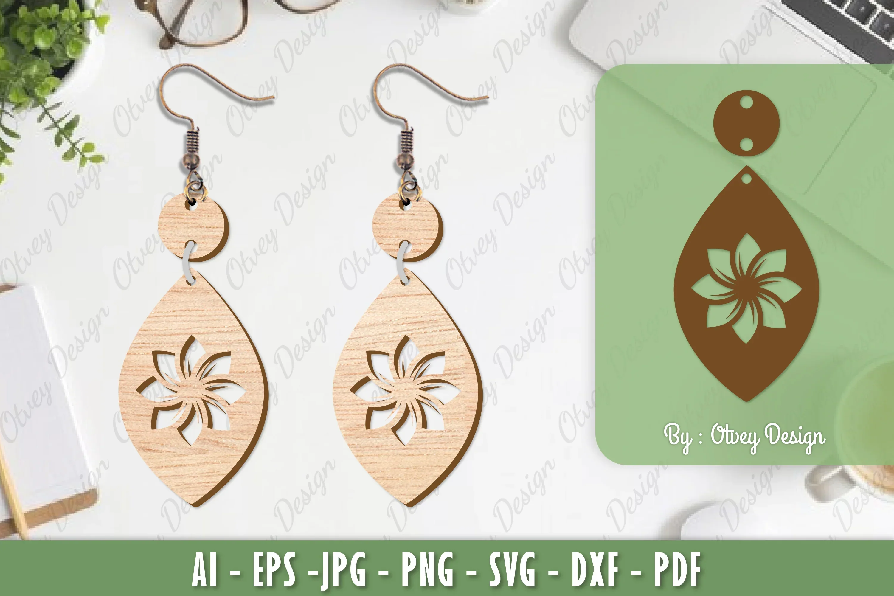 Flower Earrings Laser Cut SVG Bundle