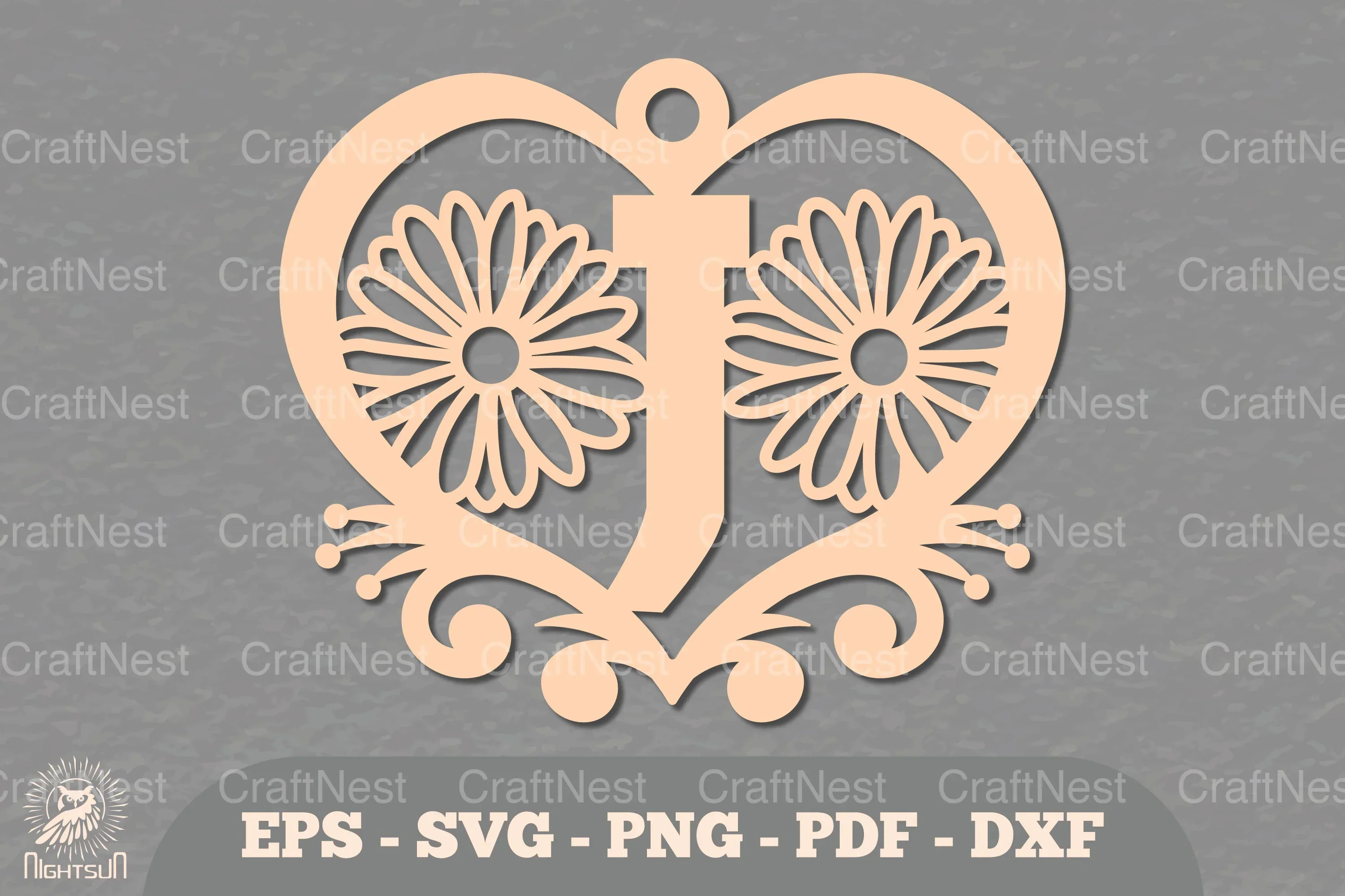 Flower Heart Alphabet Ornament - Letter J Clipart Bundle