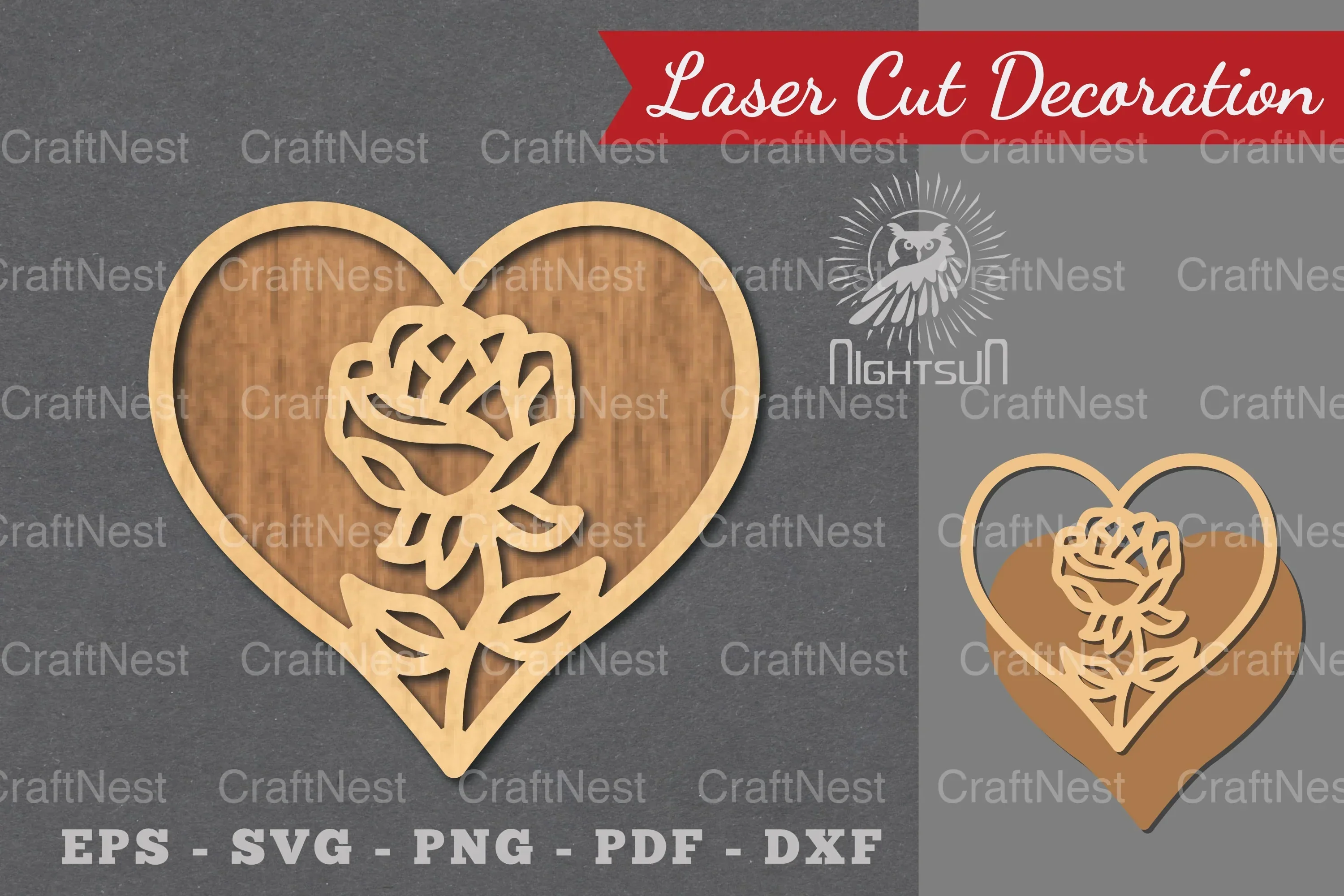 Flower Heart Laser Cut Decoration Clipart Bundle