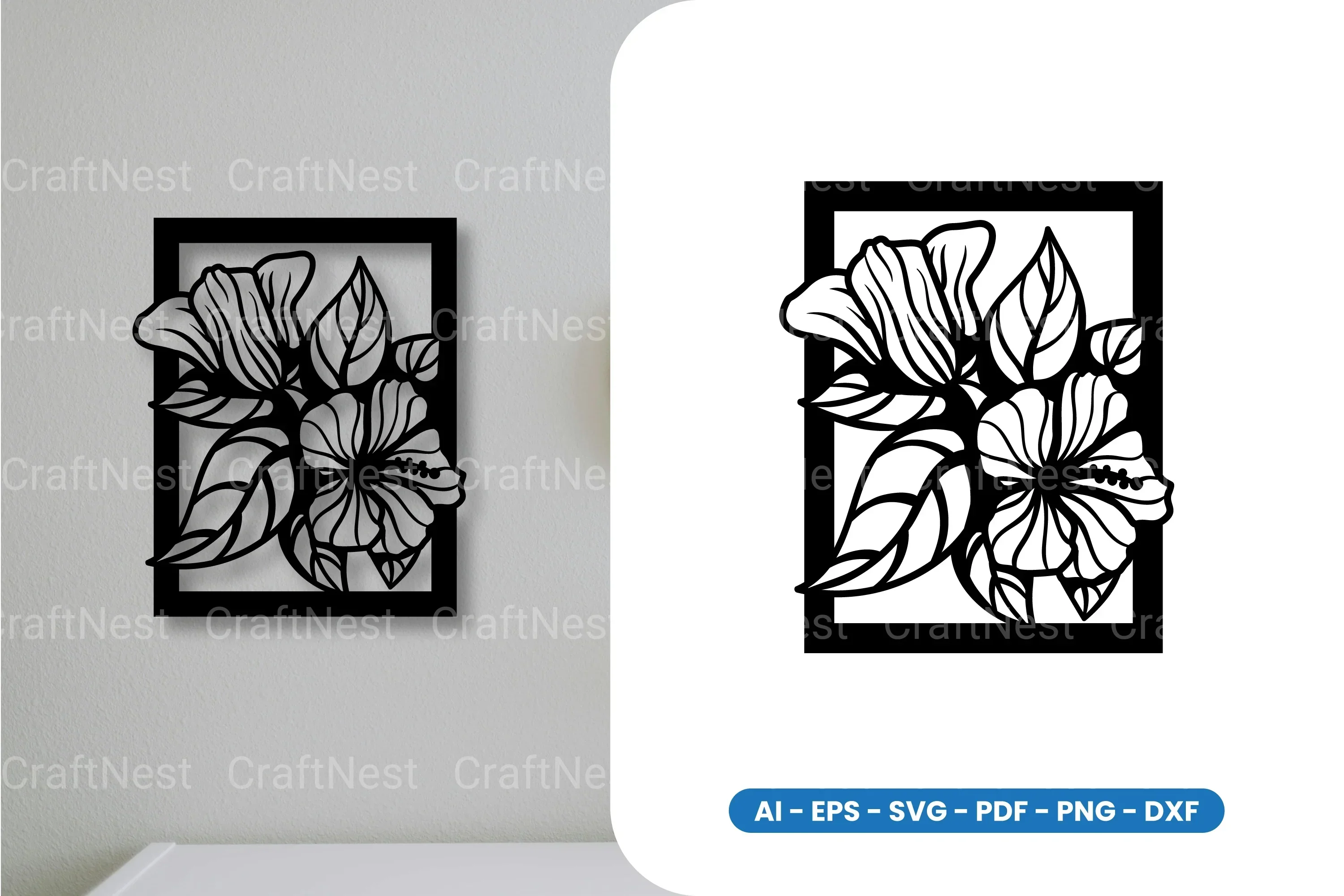 Flower in Frame Laser Cut SVG Bundle