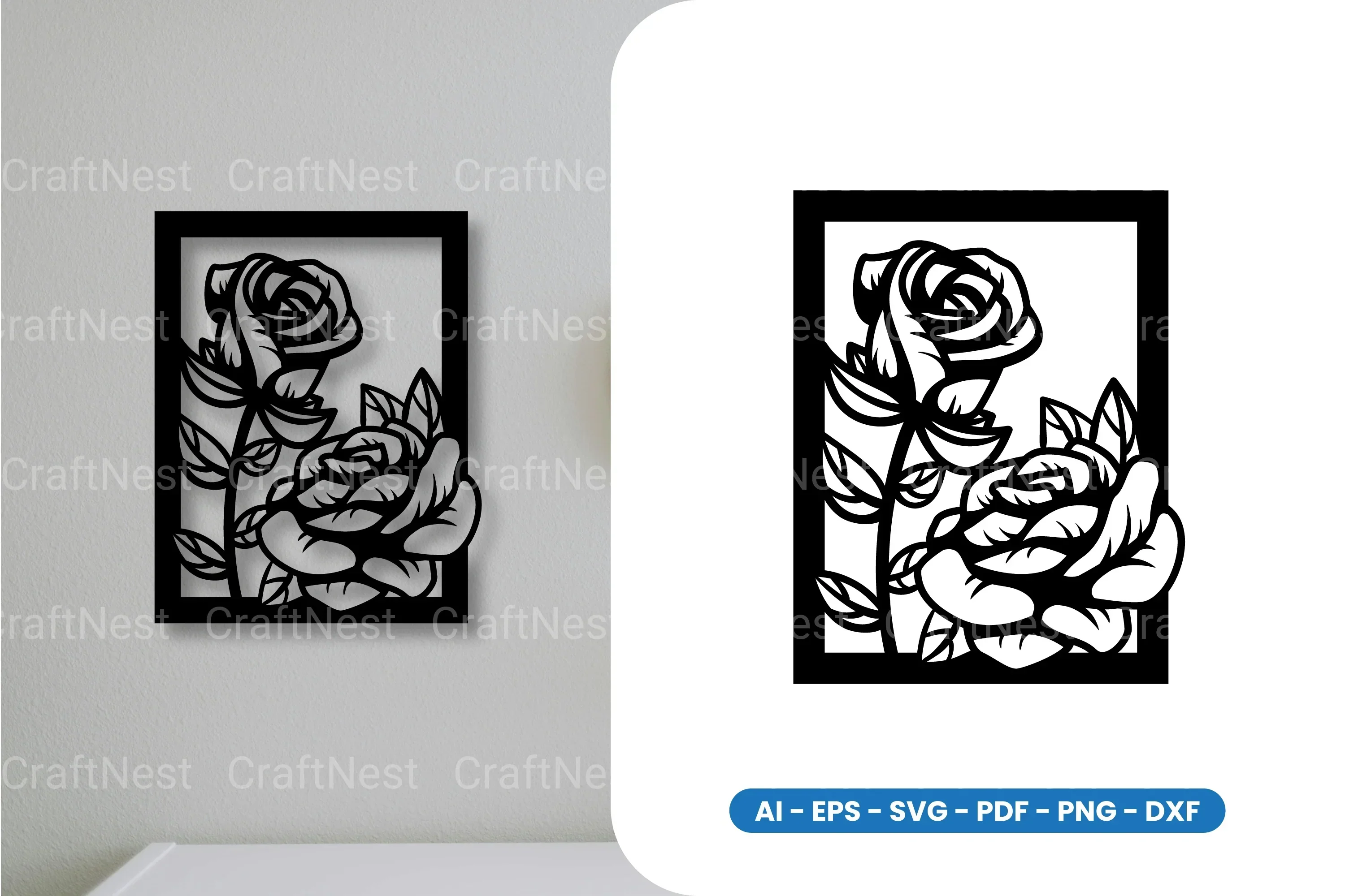 Flower in Frame Laser Cut SVG Bundle