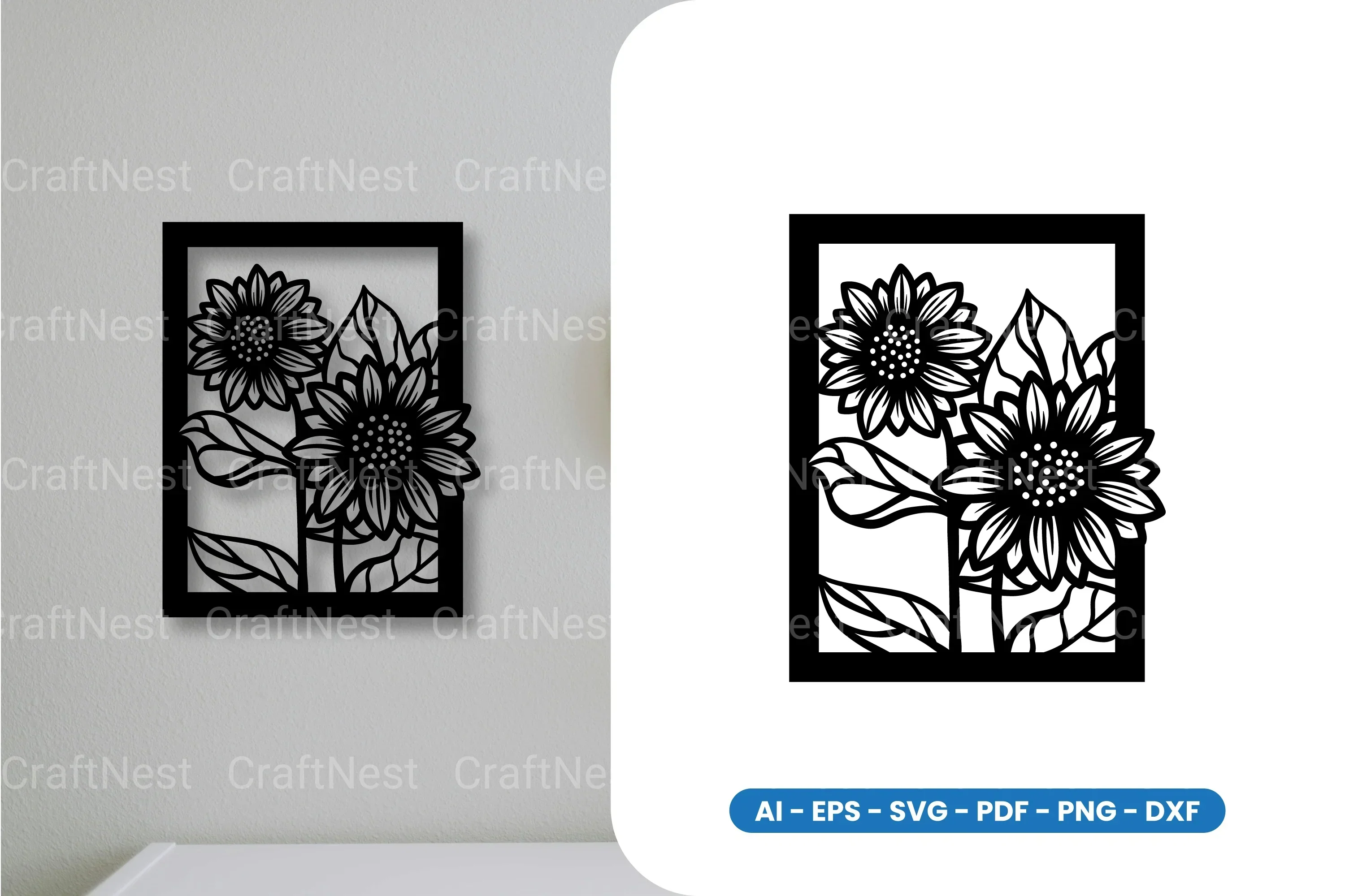 Flower in Frame Laser Cut SVG Bundle