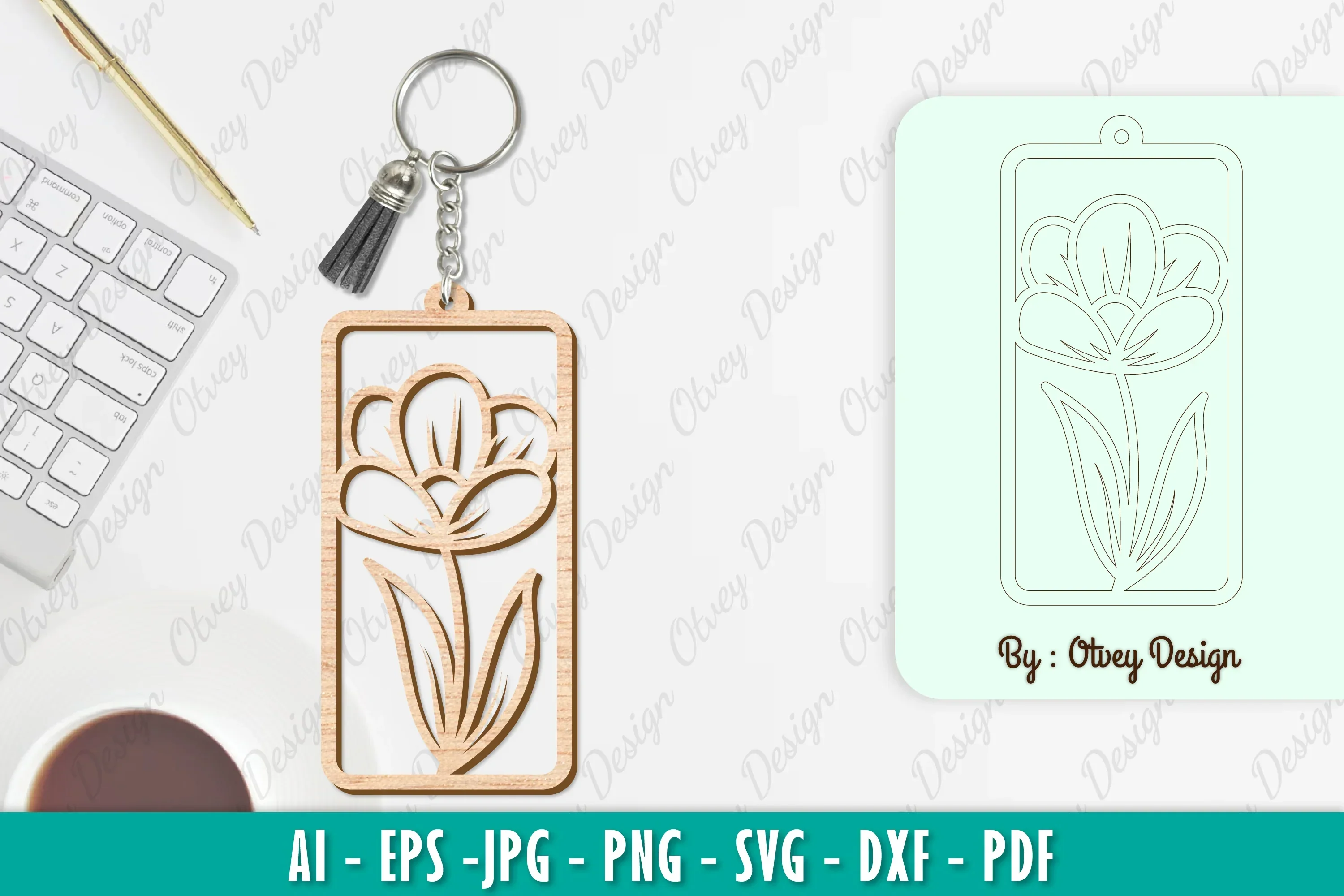 Flower Keychain SVG Bundle