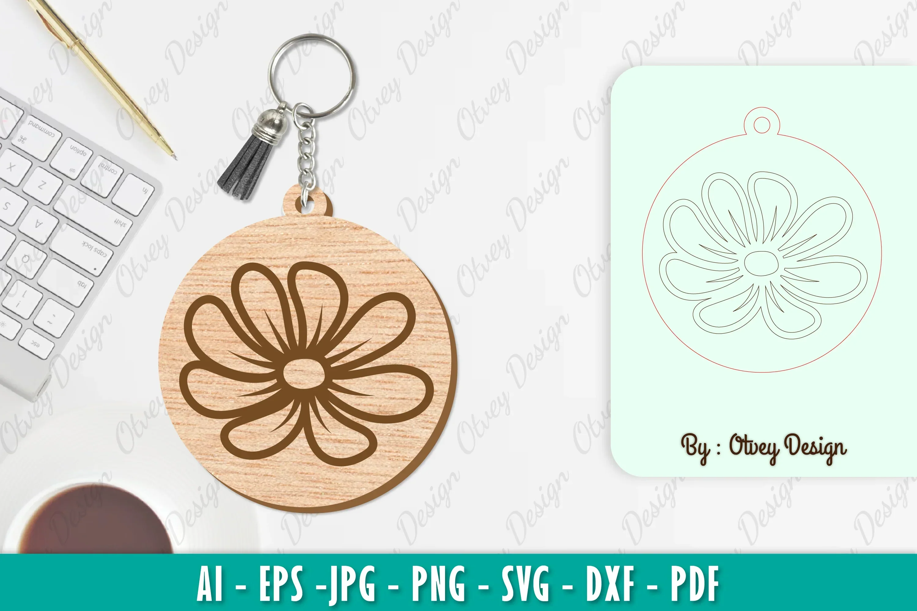 Flower Keychain SVG Bundle