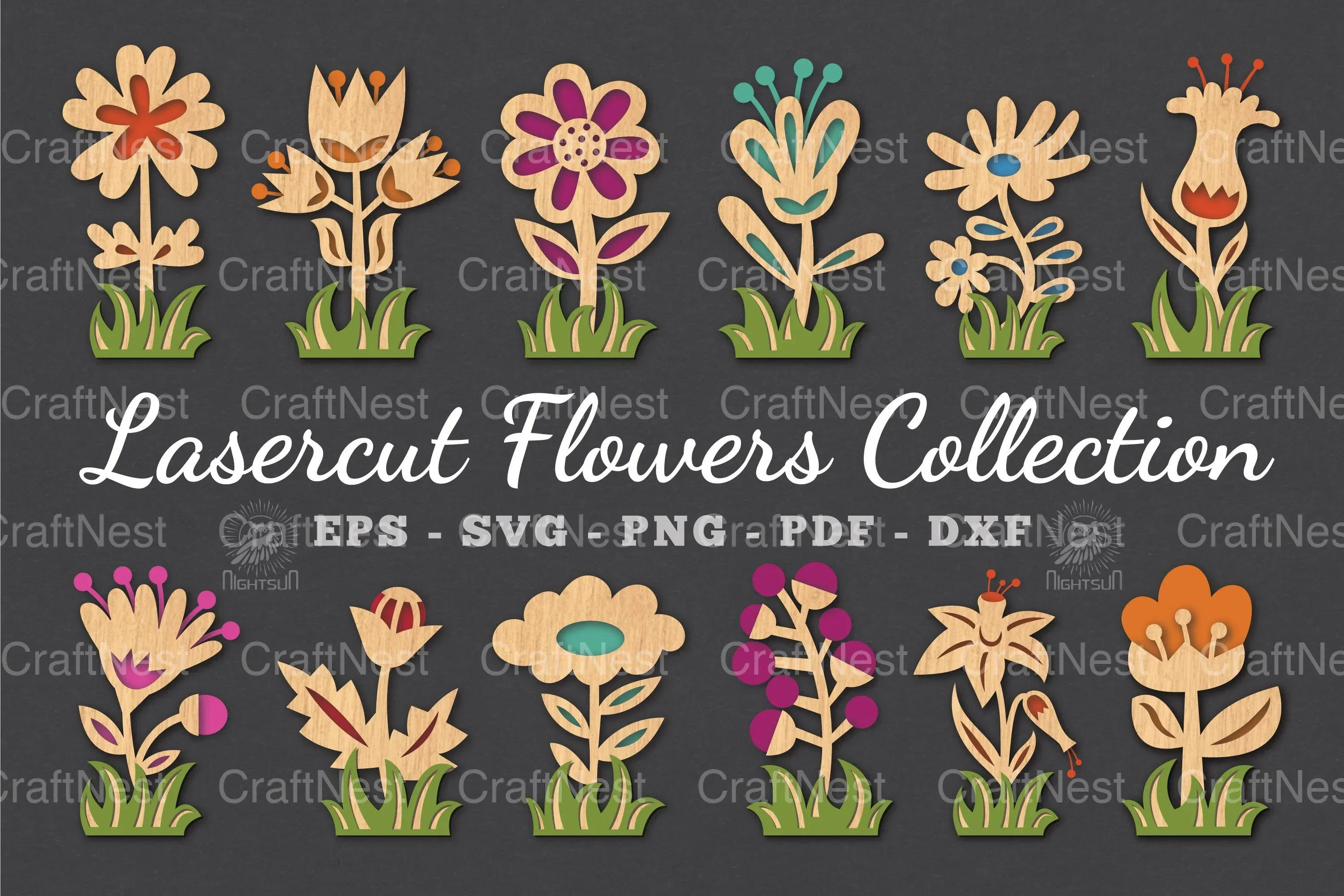 Flower Laser Cut Decoration Clipart Bundle