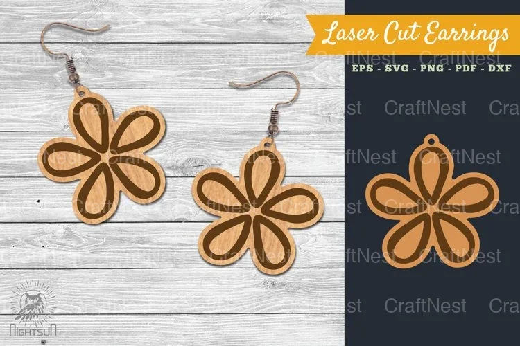 Flower Laser Cut Earring SVG Bundle