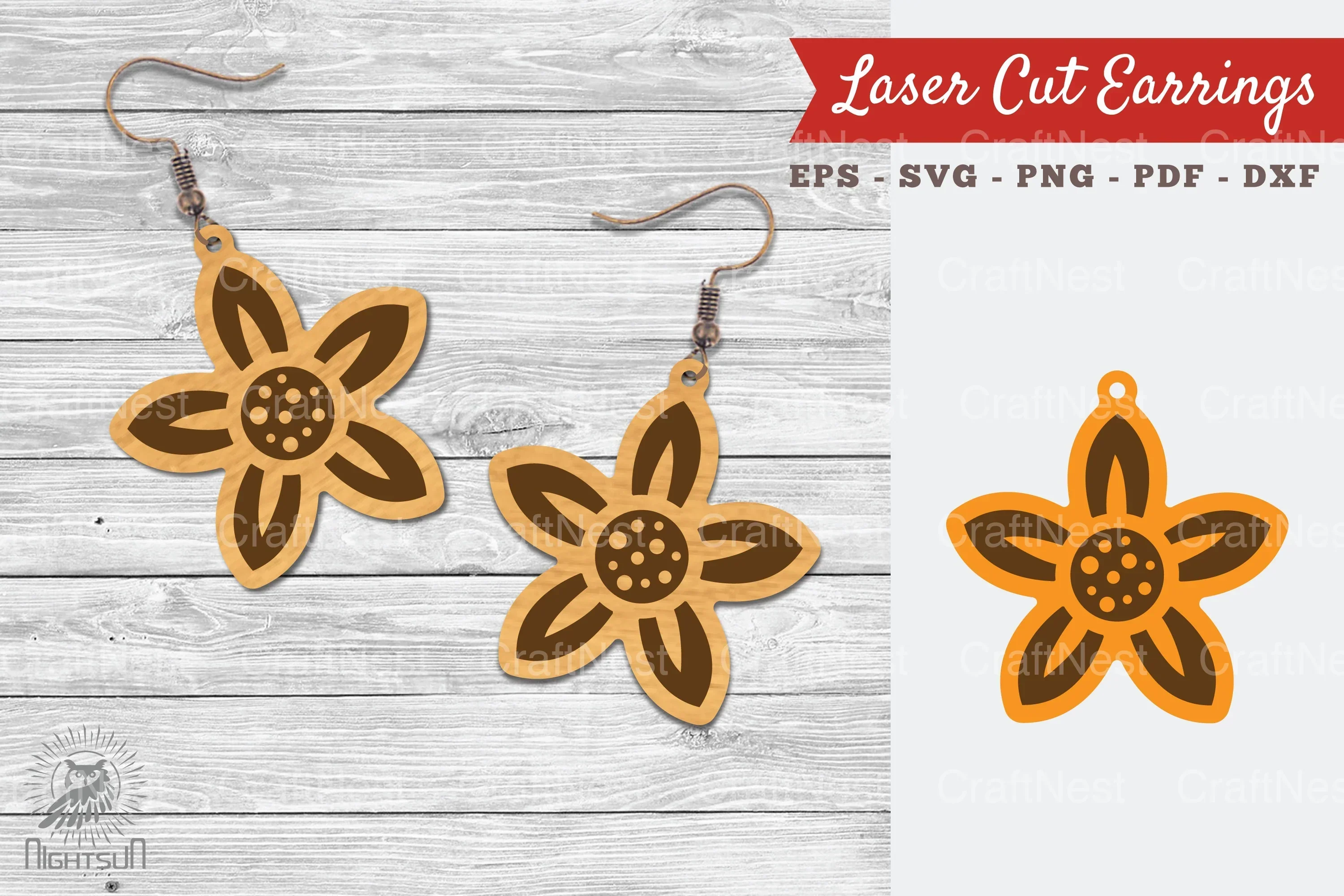 Flower Laser Cut Earrings Clipart Bundle