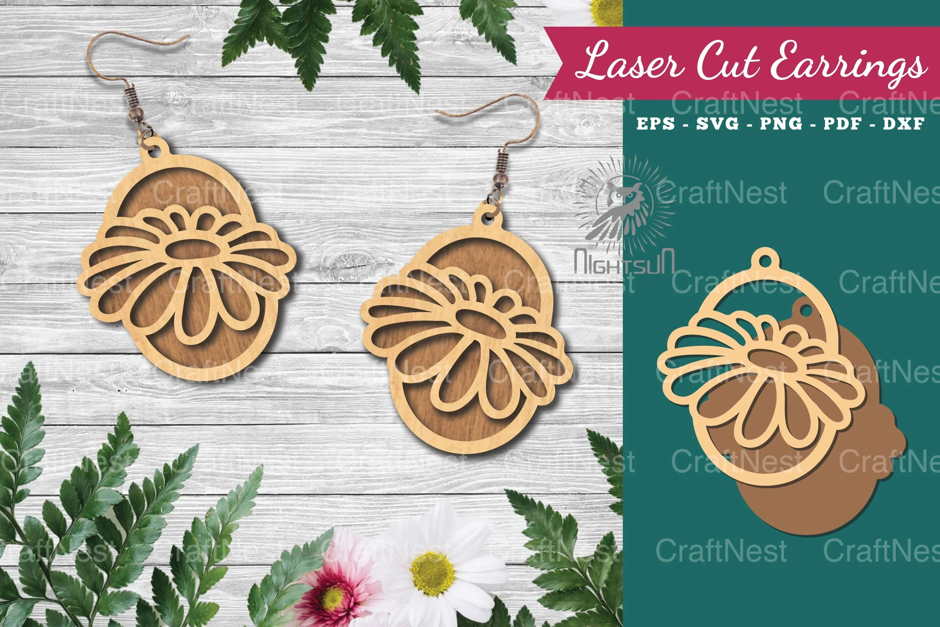 Flower Laser Cut Earrings Design Bundle