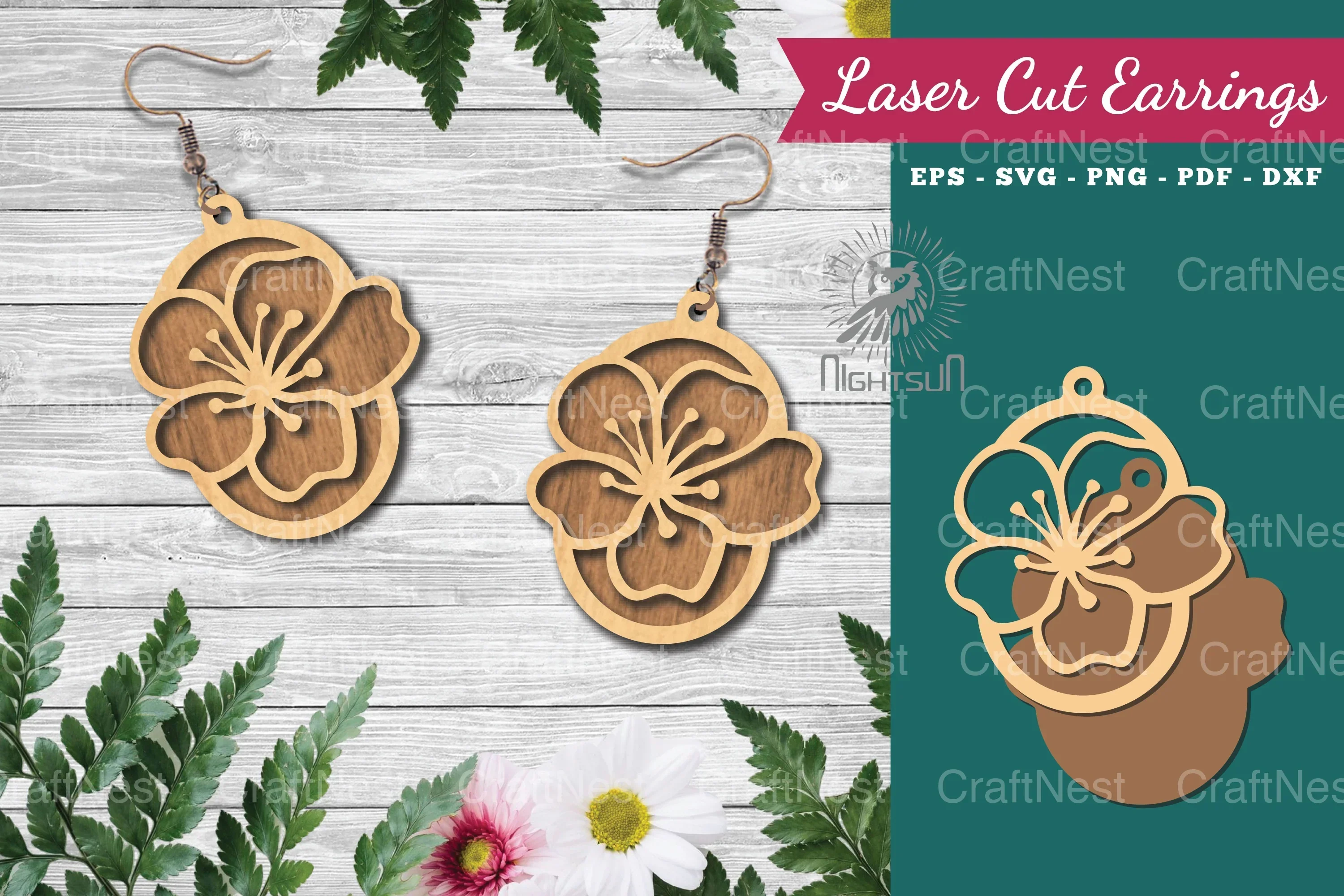 Flower Laser Cut Earrings Design Bundle