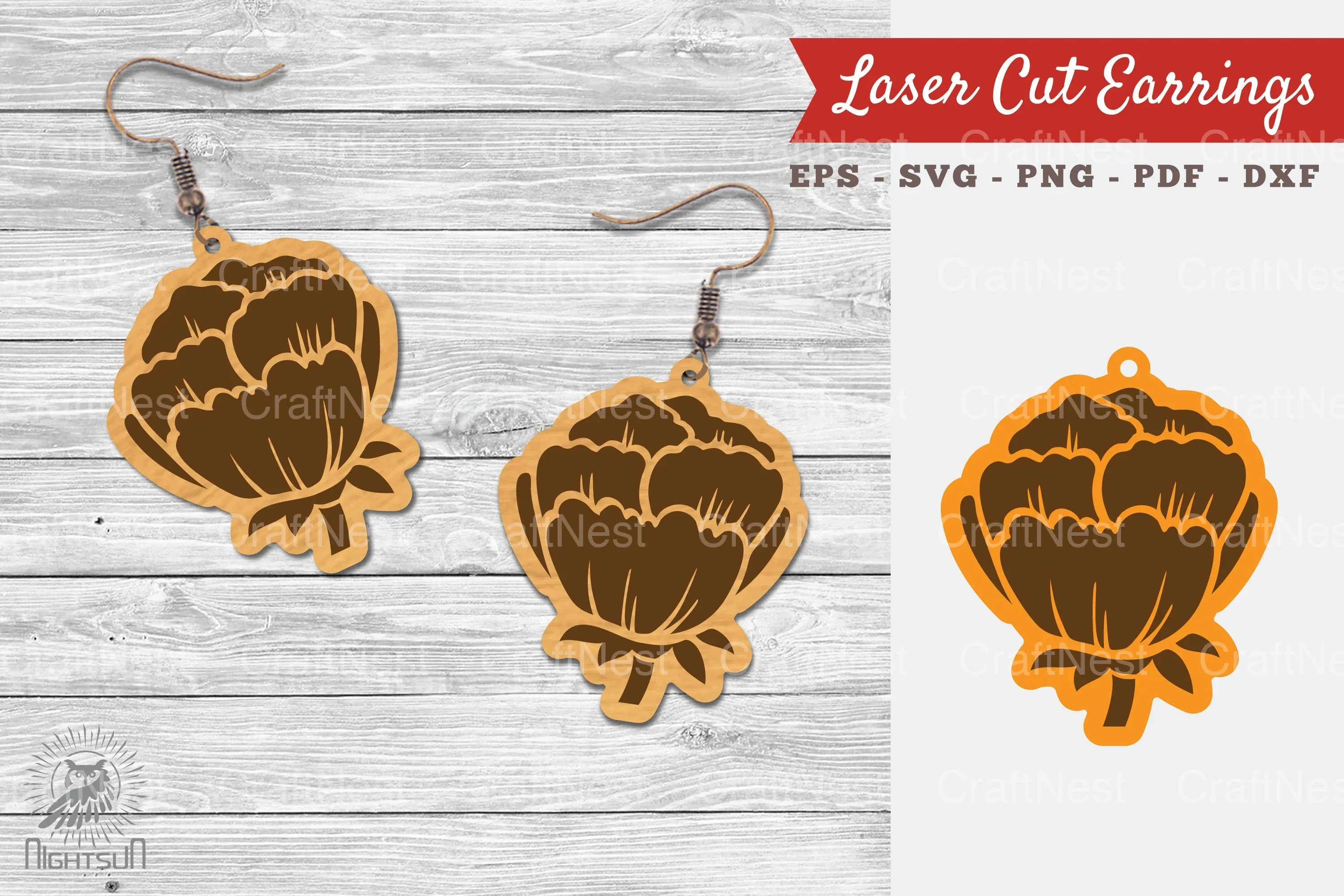 Flower Laser Cut Earrings Design Clipart Bundle