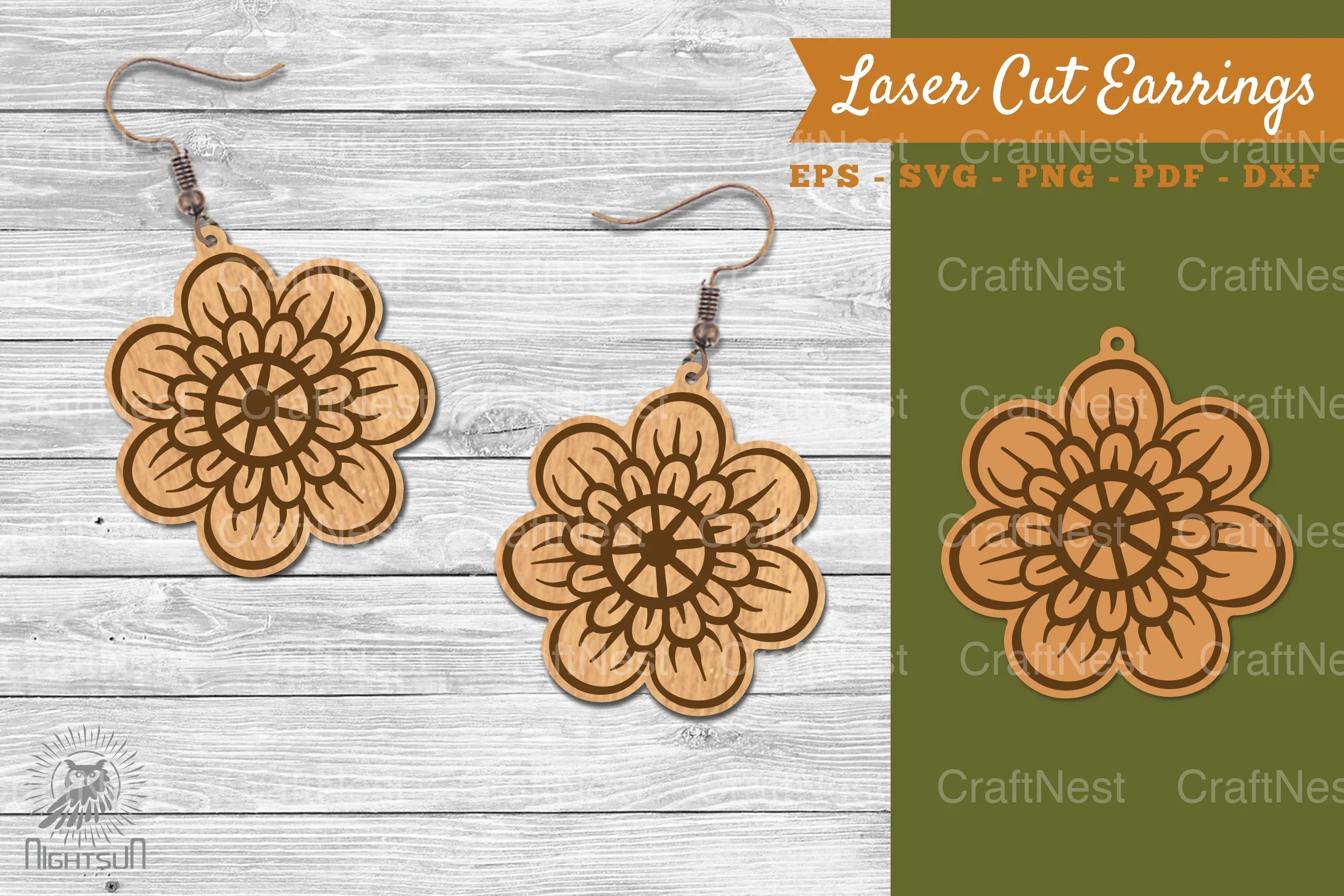 Flower Laser Cut Earrings SVG Bundle