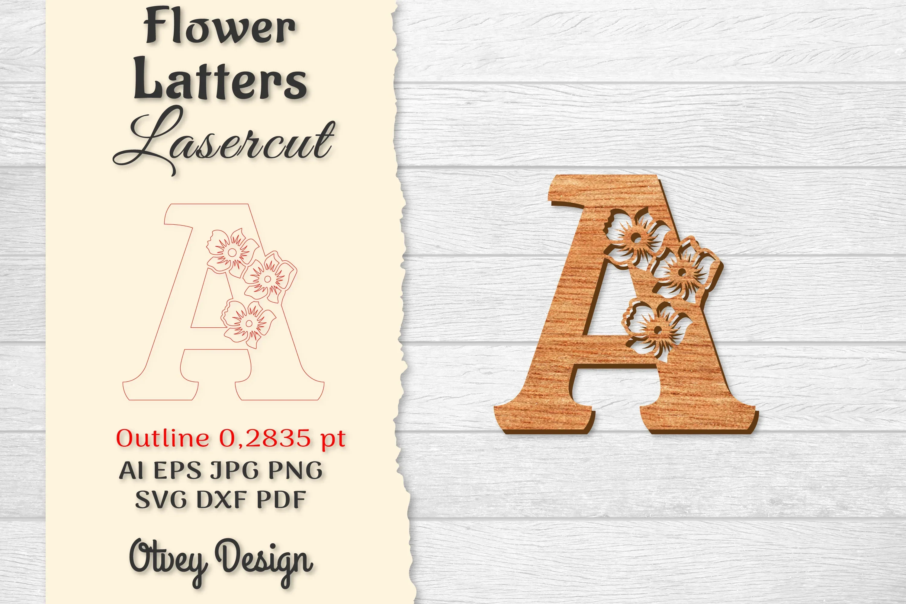 Flower Letters Laser Cut File SVG Bundle
