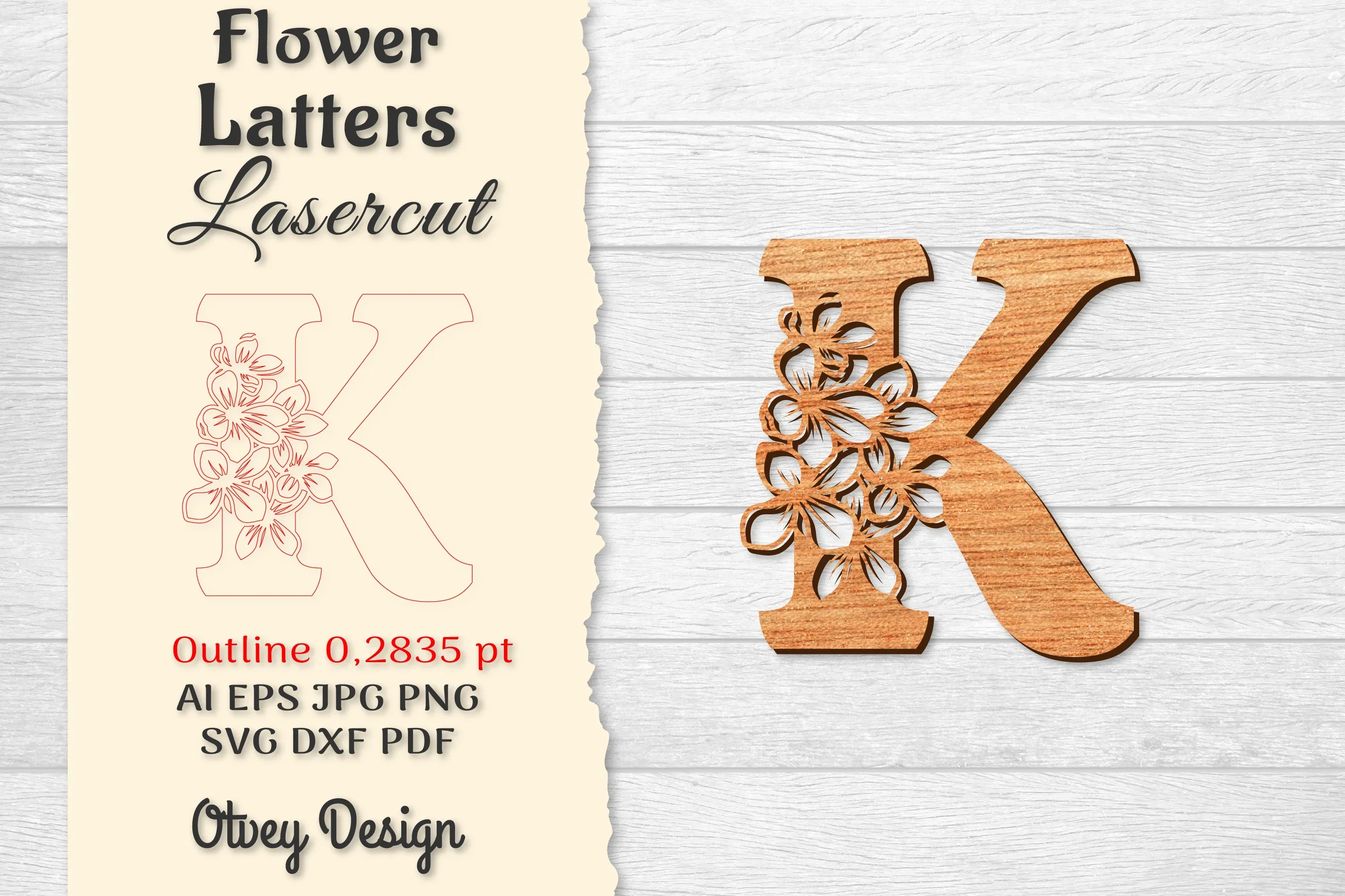 Flower Letters Laser Cut File SVG Bundle