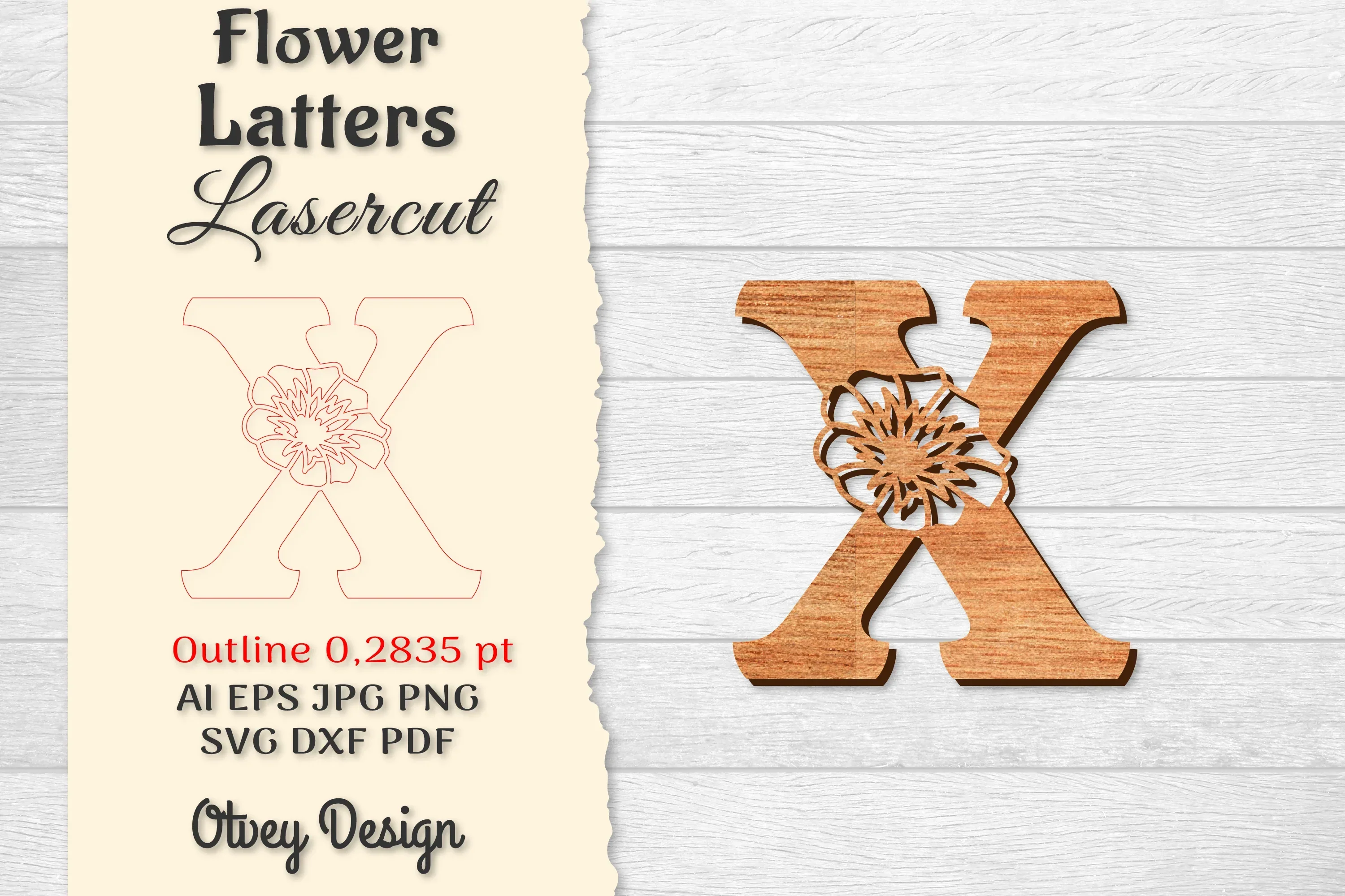 Flower Letters Laser Cut File SVG Bundle