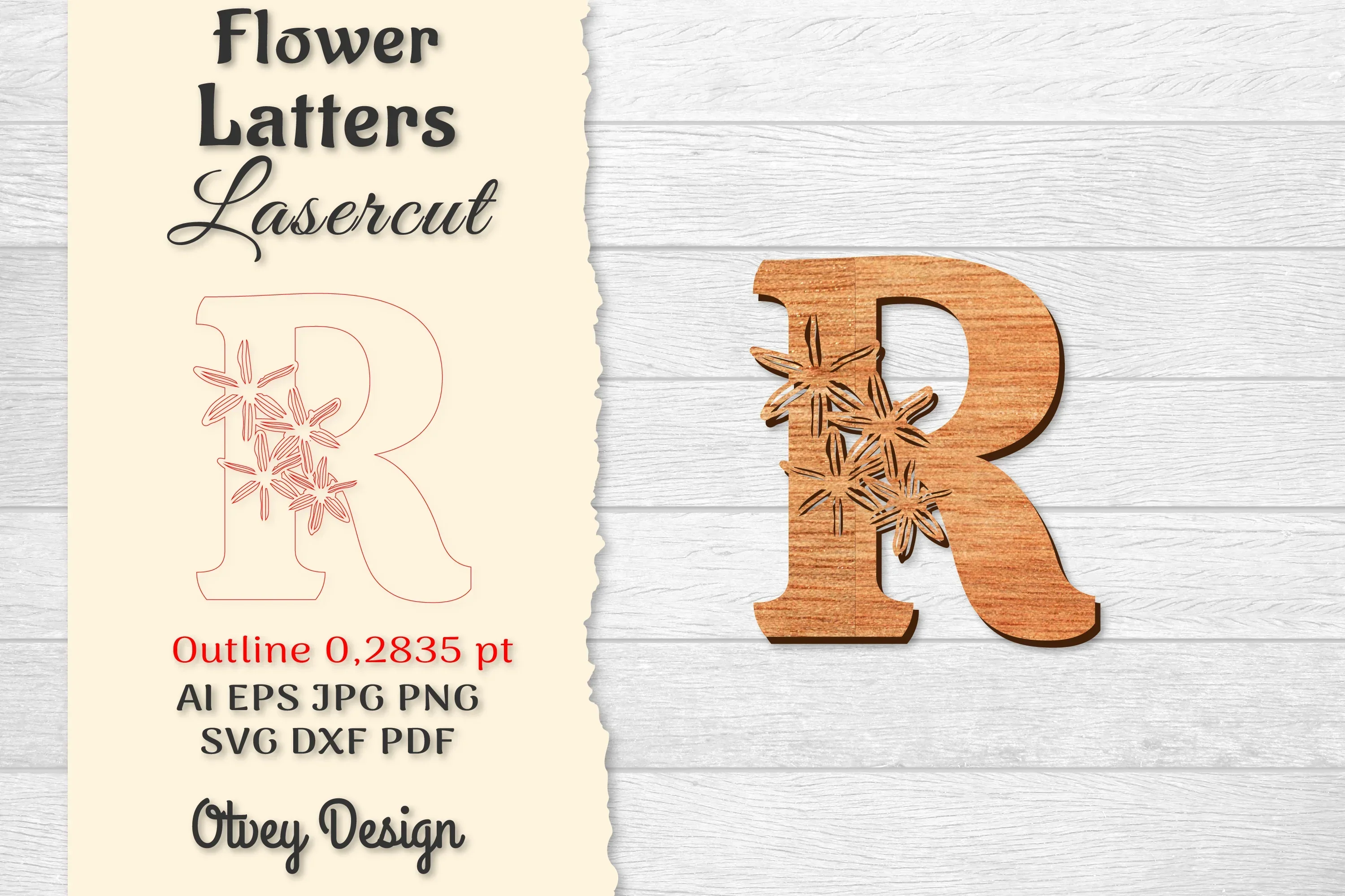 Flower Letters Laser Cut File SVG Bundle
