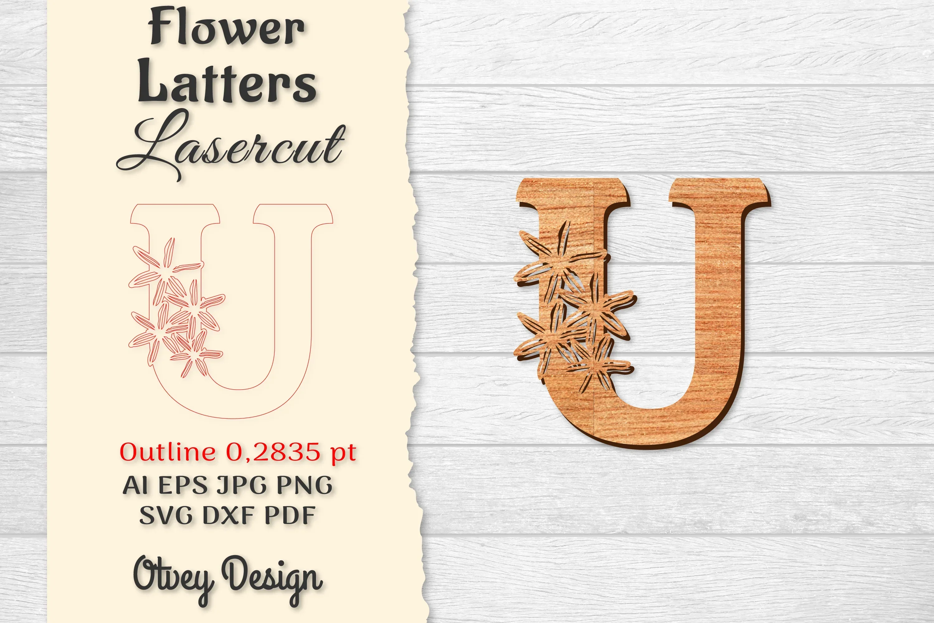 Flower Letters Laser Cut File SVG Bundle
