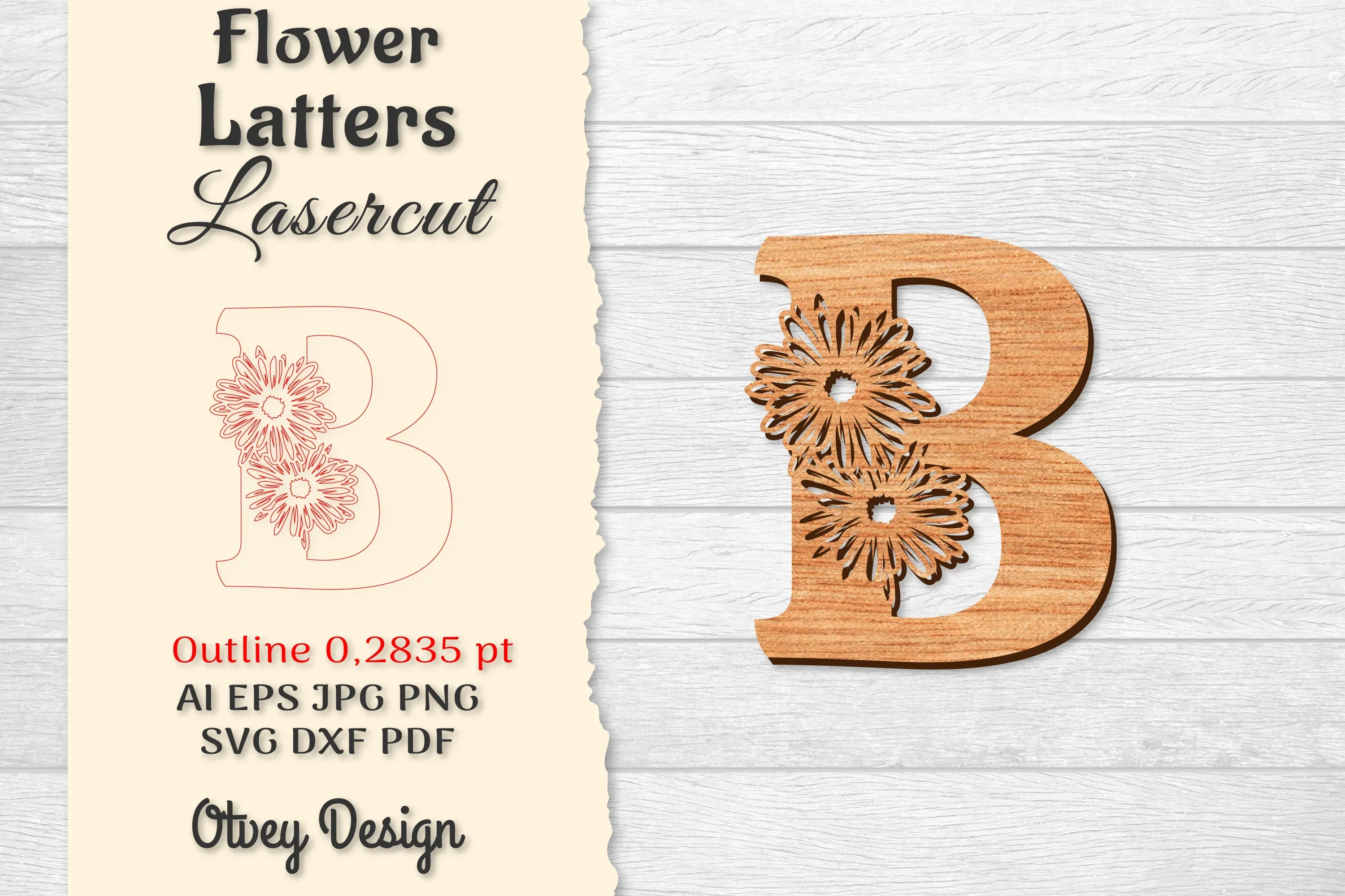 Flower Letters Laser Cut File SVG Bundle