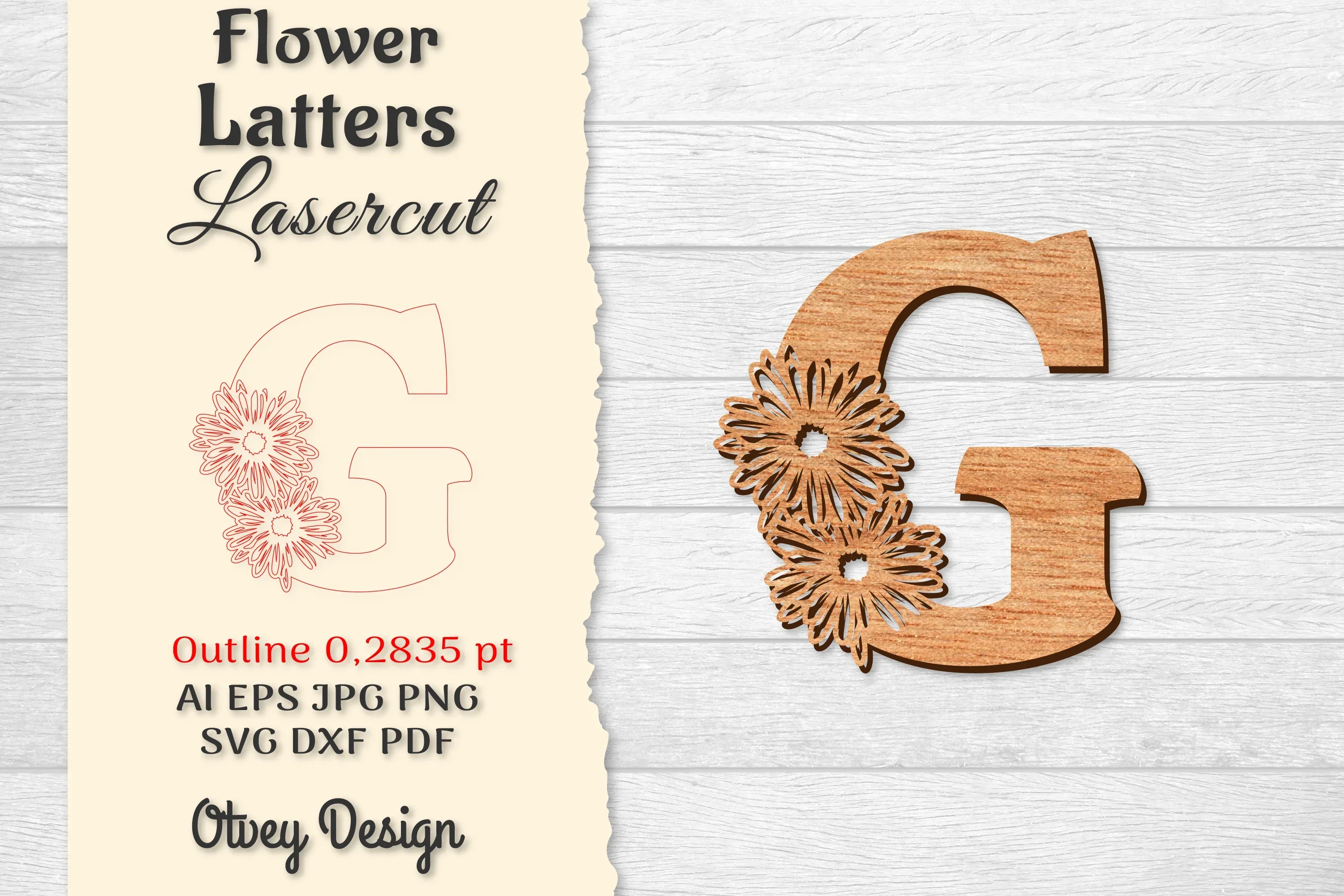 Flower Letters Laser Cut File SVG Bundle