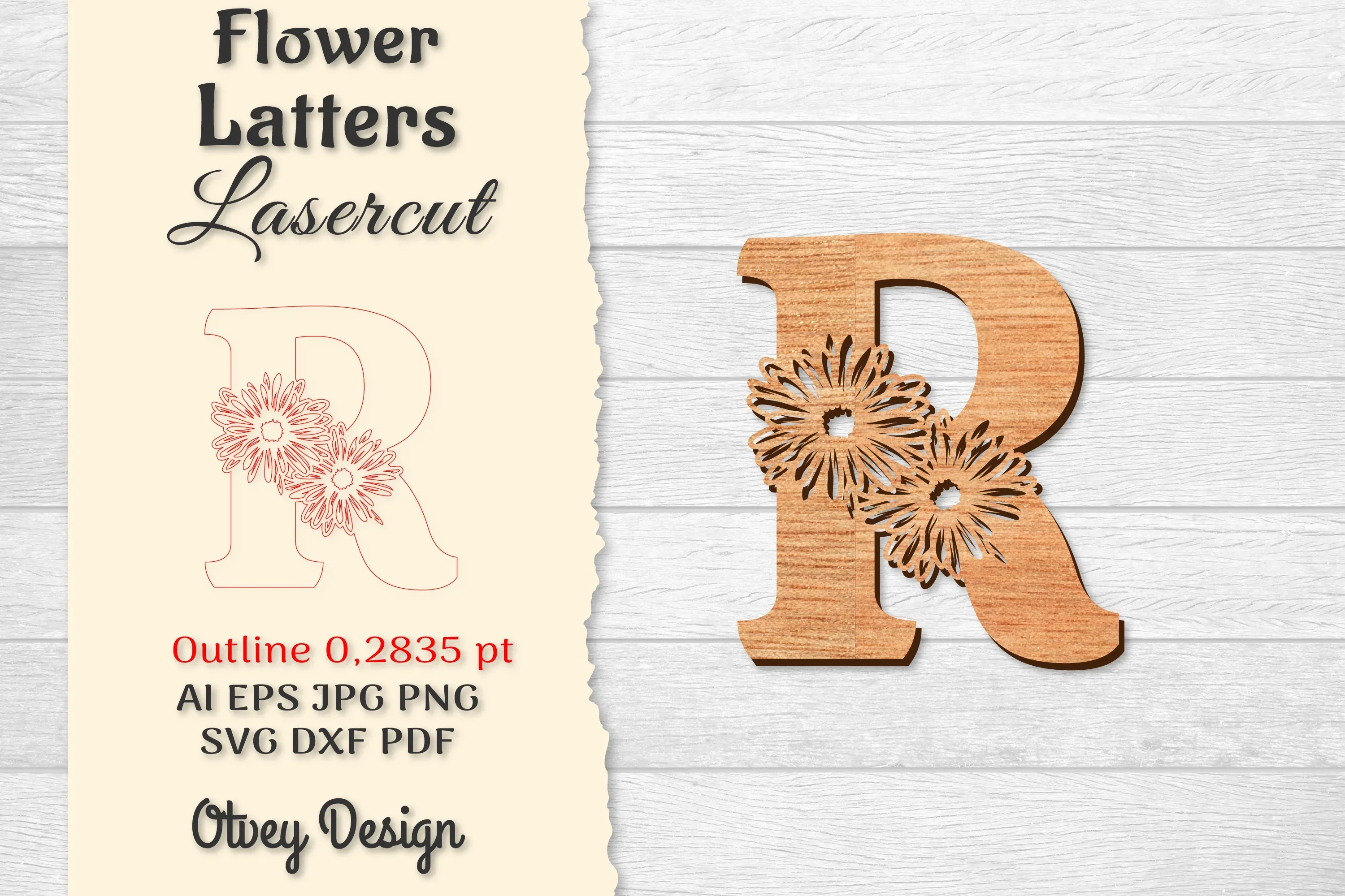 Flower Letters Laser Cut File SVG Bundle