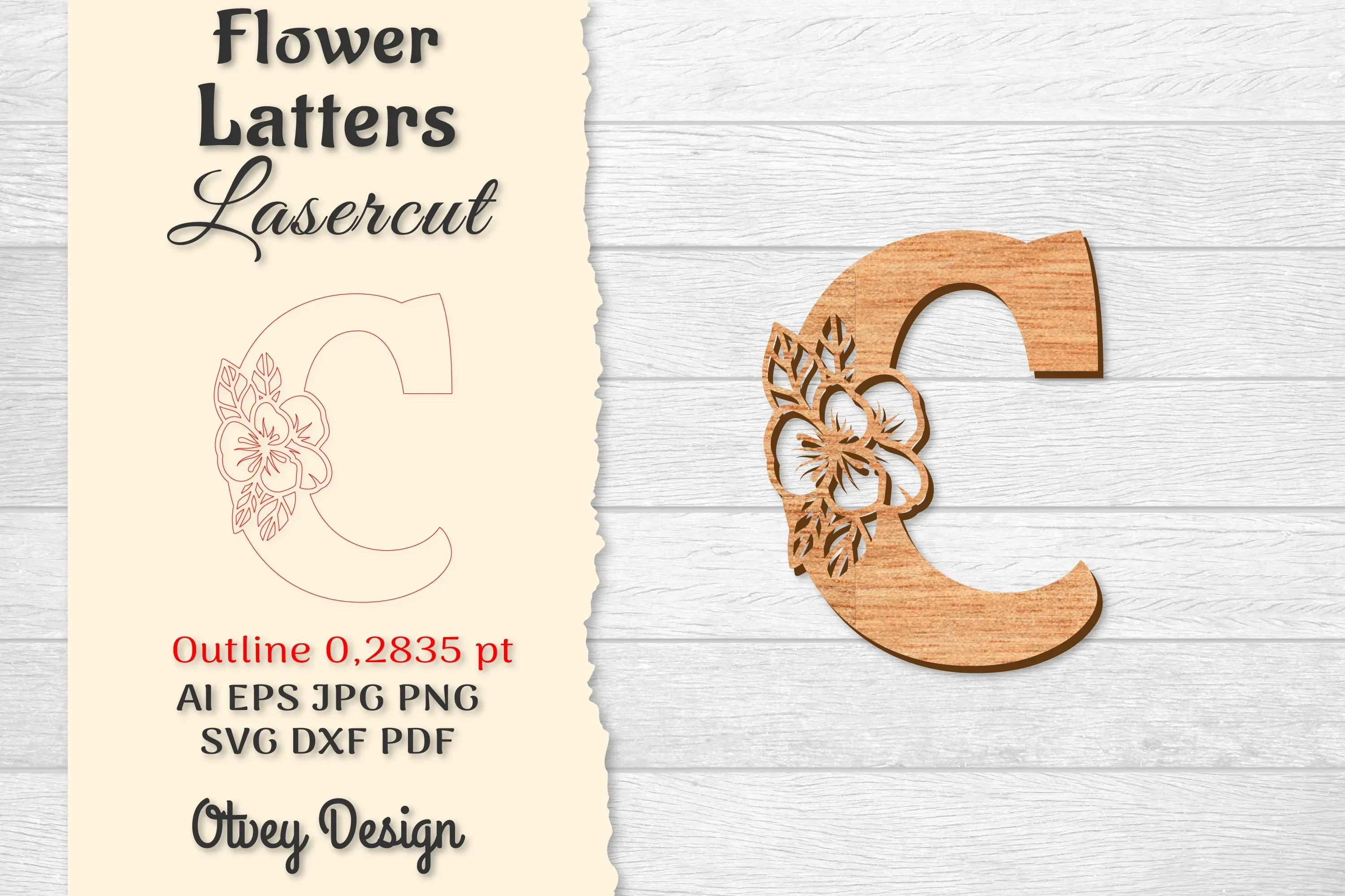 Flower Letters Laser Cut File SVG Bundle