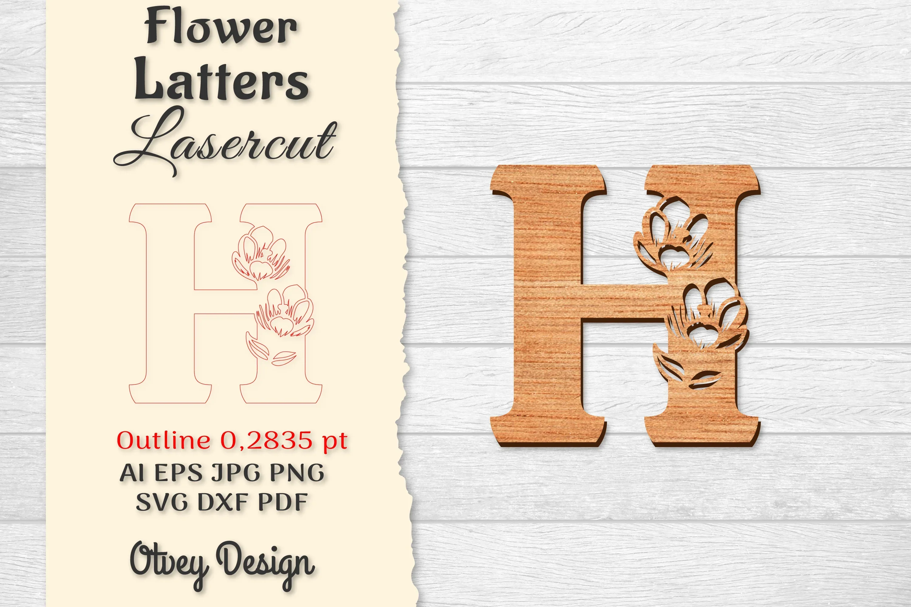 Flower Letters Laser Cut File SVG Bundle
