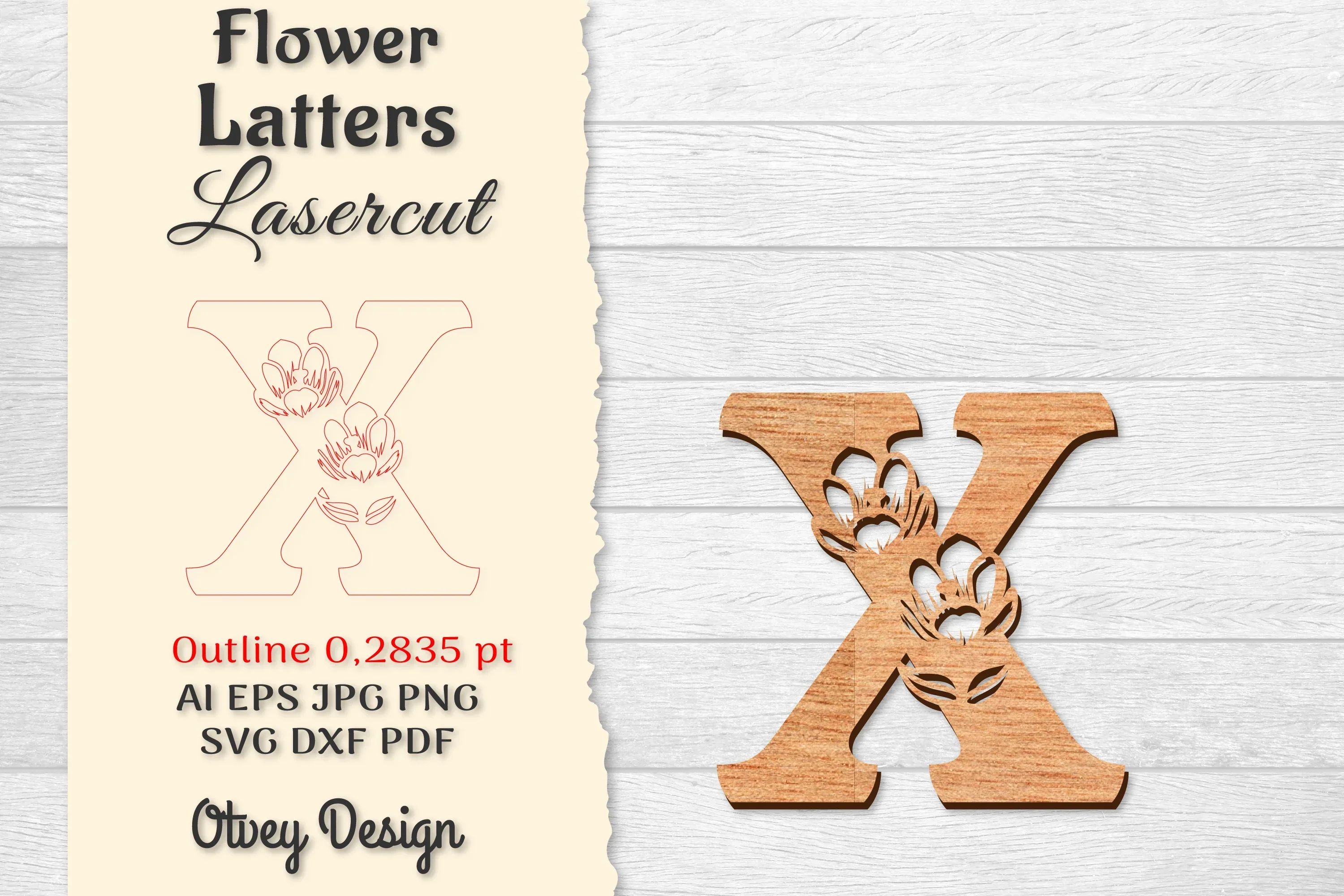 Flower Letters Laser Cut SVG Bundle
